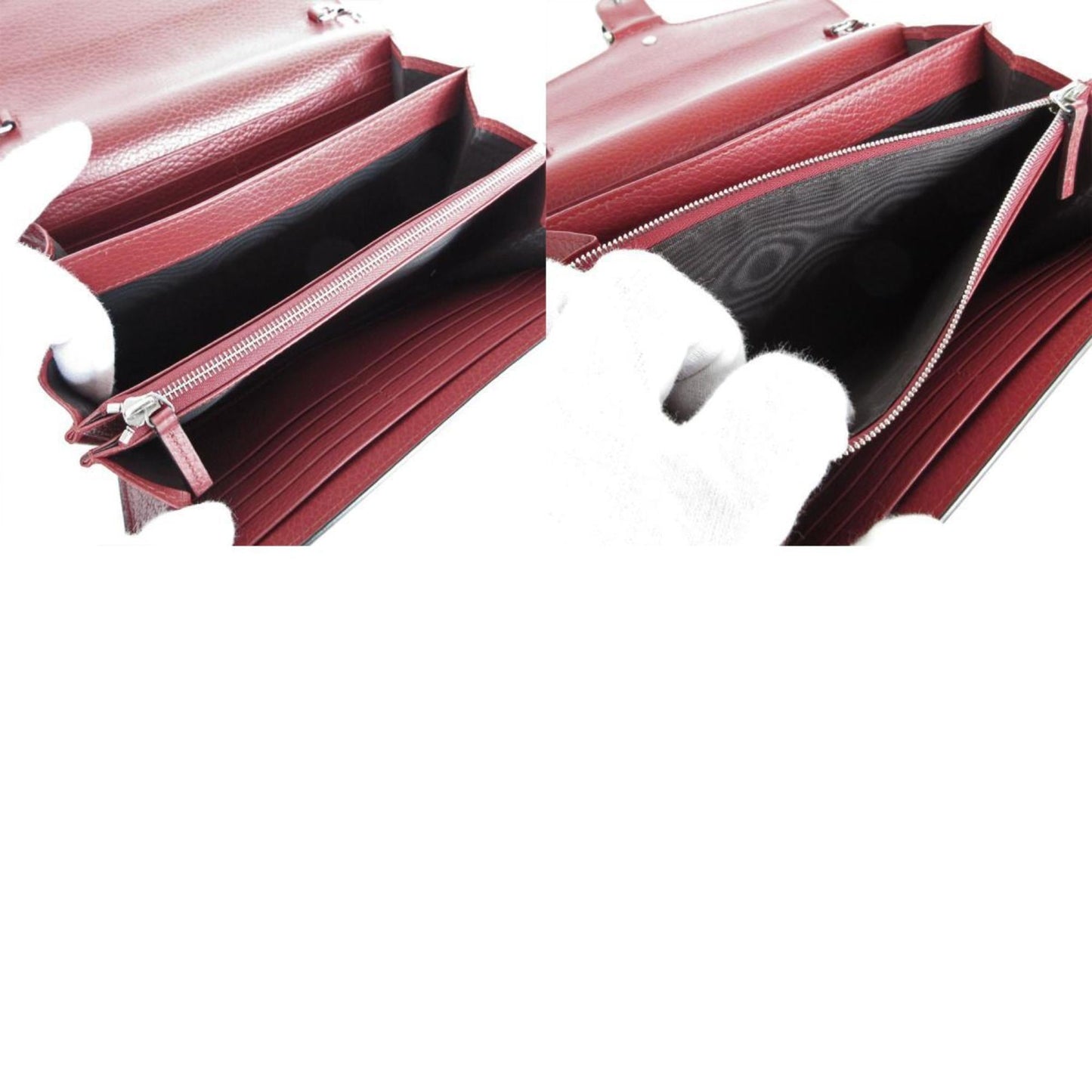 Gucci Dark Red Leather Metal Shoulder Bag