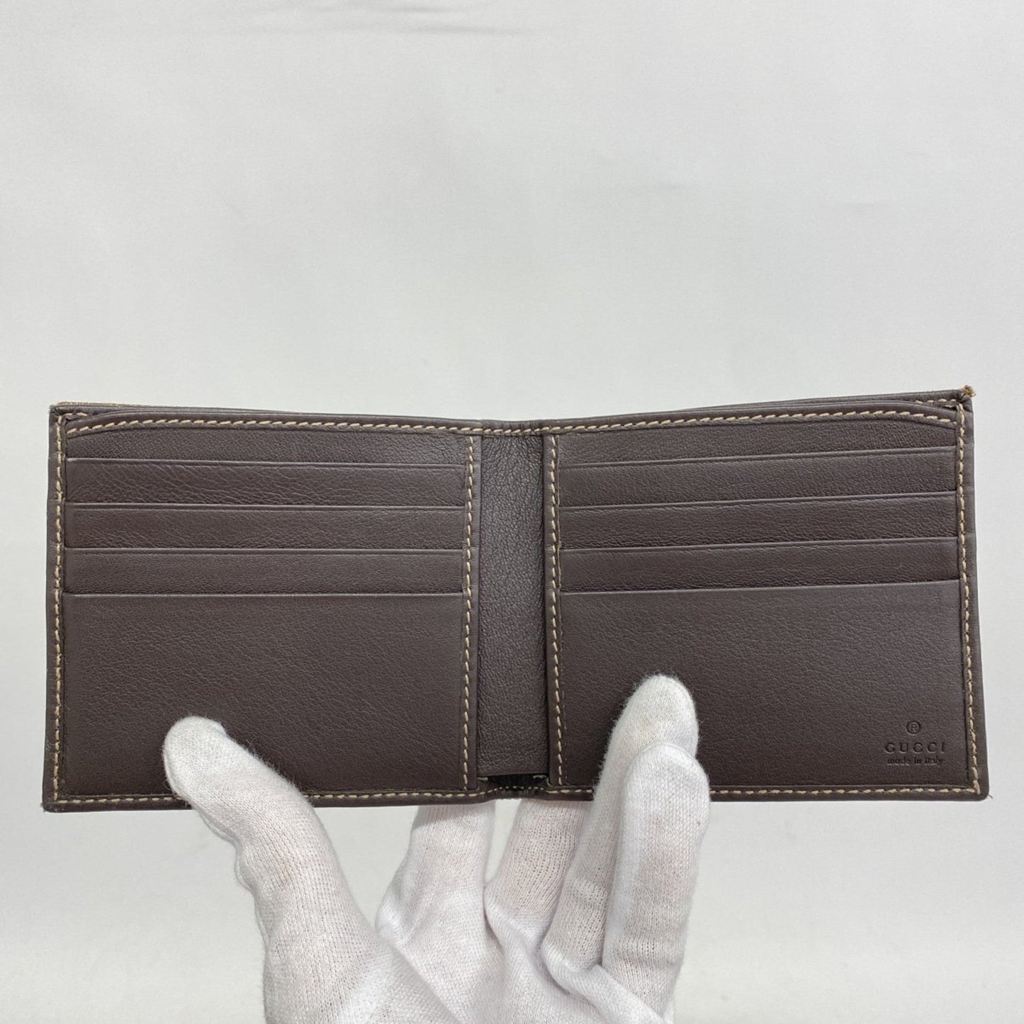 Gucci Brown Canvas Bill Wallet (Bi-Fold)