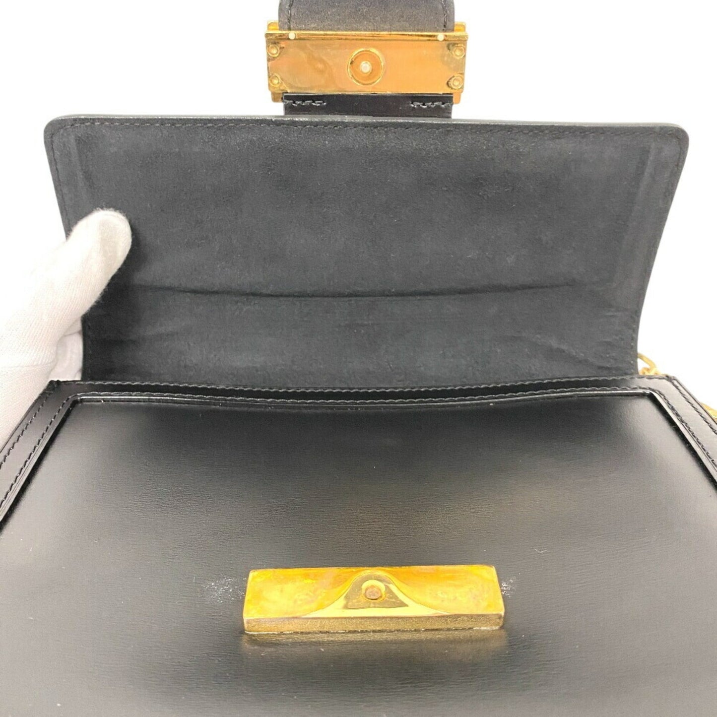 Louis Vuitton Black Gold Leather Shoulder Bag
