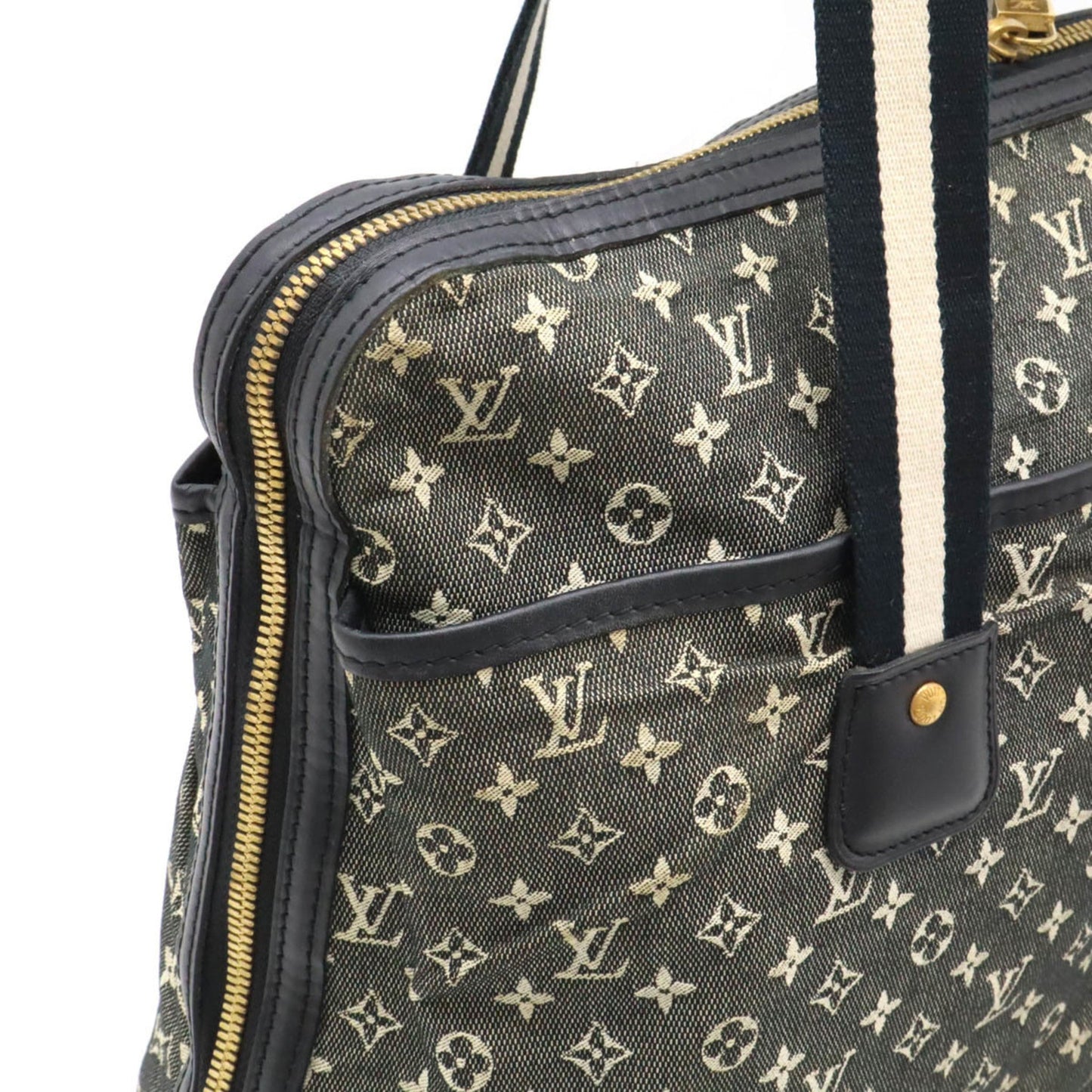 Louis Vuitton Black Noir Canvas Leather Shoulder Bag Tote Bag
