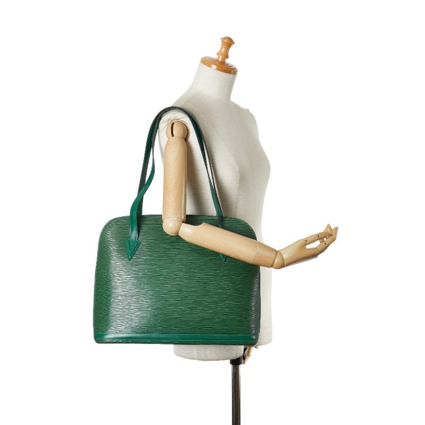Louis Vuitton Borneo Green Leather Shoulder Bag Tote Bag