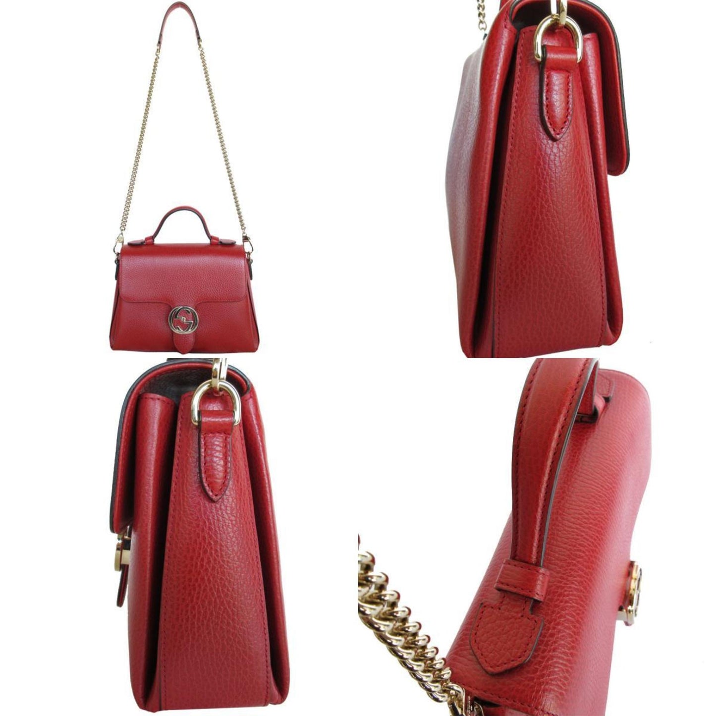Gucci Red Color Leather Handbag Shoulder Bag