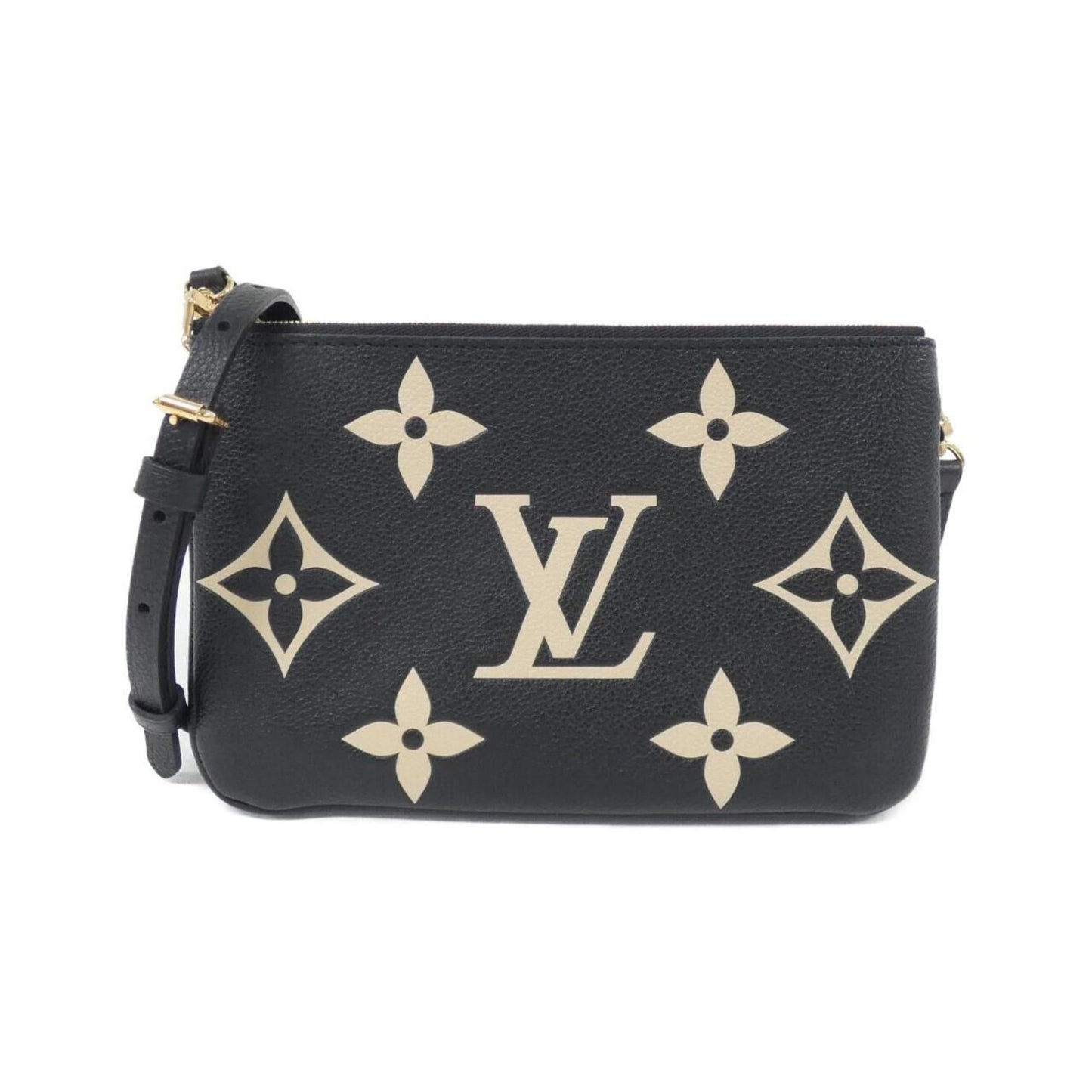 Louis Vuitton Beige Black Leather Pochette Shoulder Bag ()