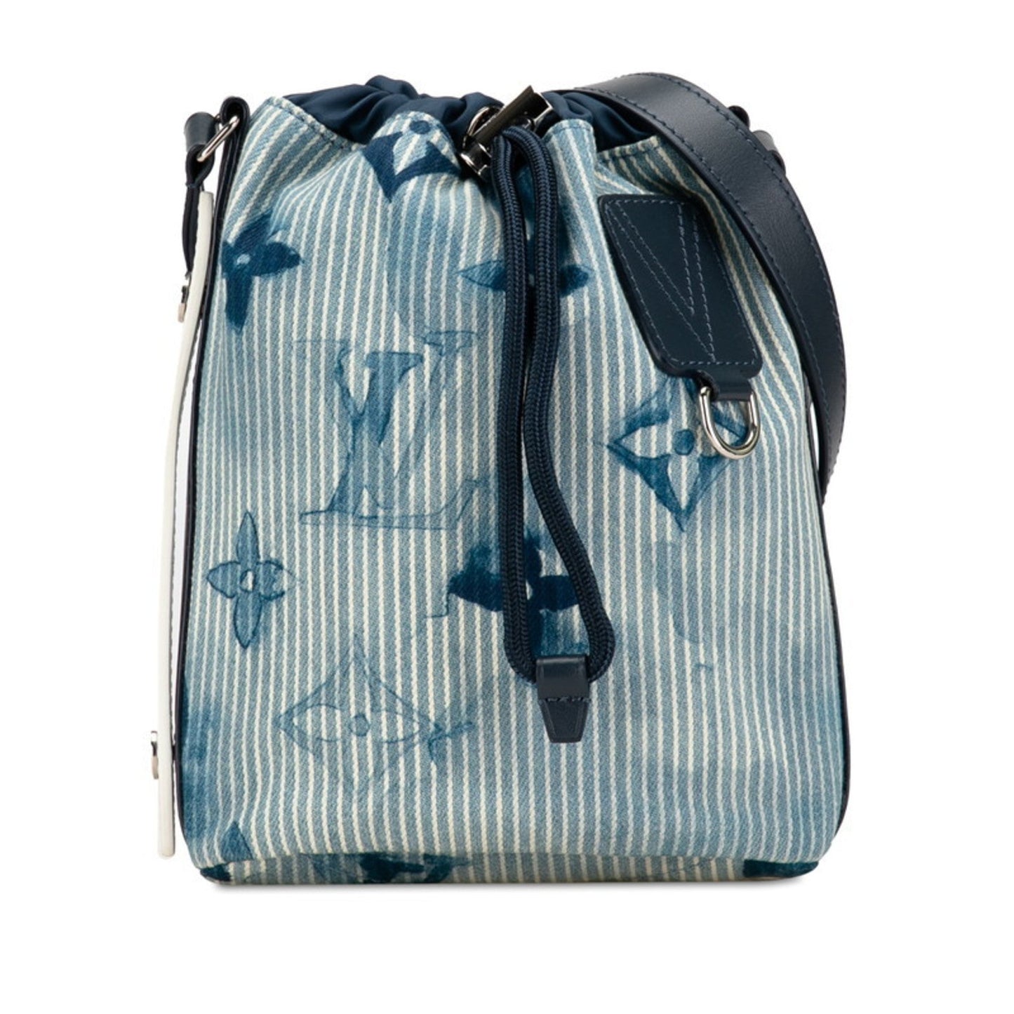 Louis Vuitton Blue Navy Cotton Canvas Leather Shoulder Bag ()