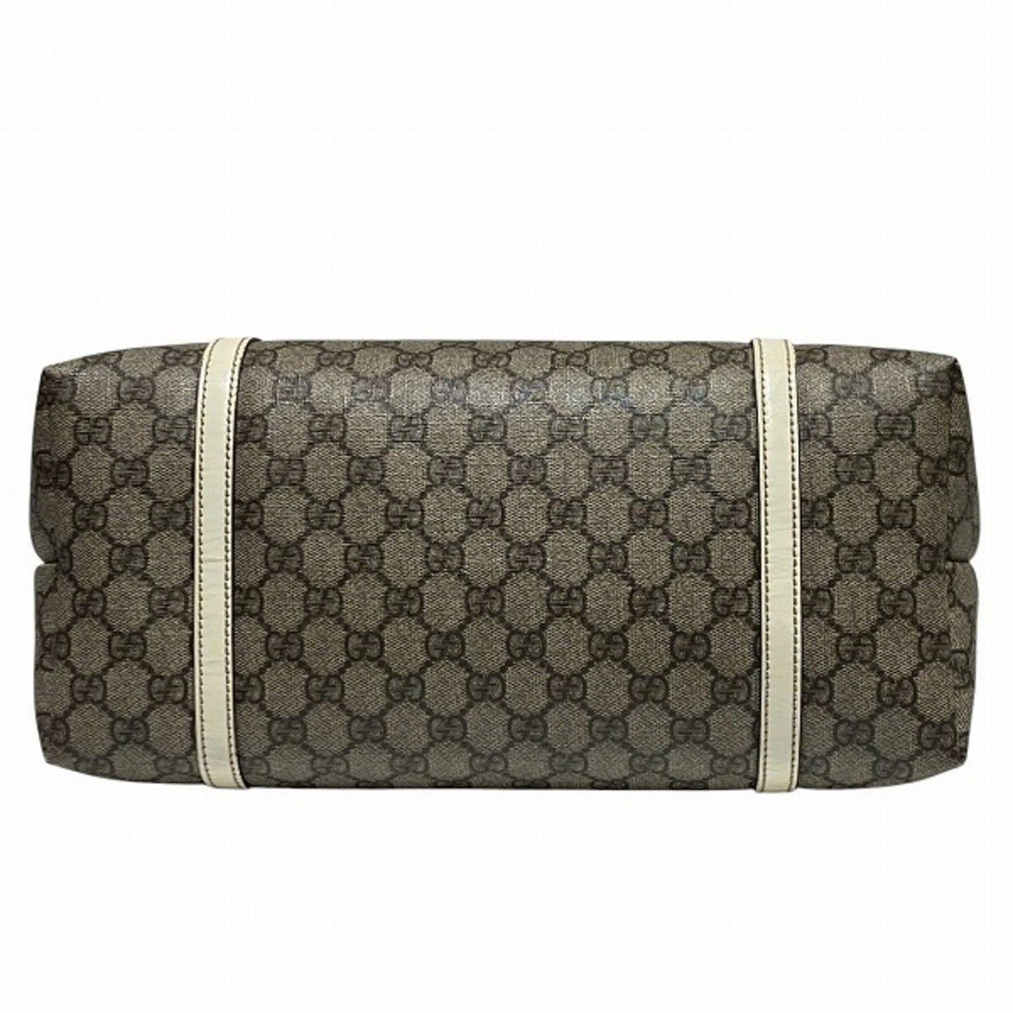 Gucci Brown White Gg Supreme Leather Shoulder Bag Tote Bag