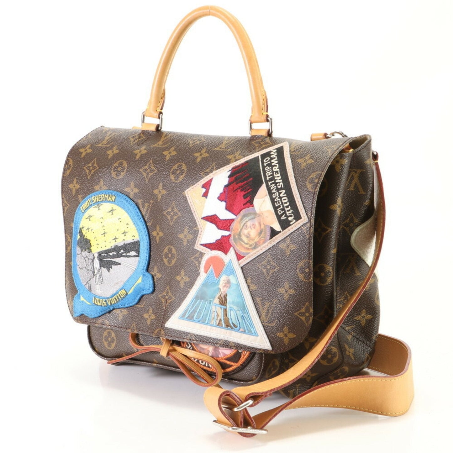 Louis Vuitton Monogram Brown Leather Coated Canvas Shoulder Bag