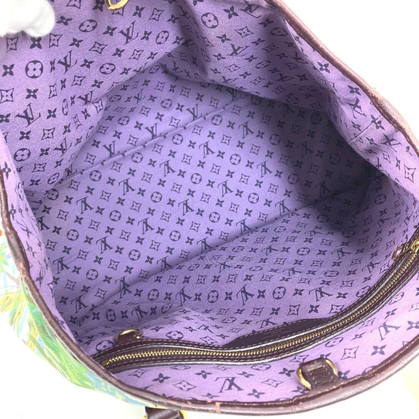 Louis Vuitton Green Multi-Color Canvas Leather Shoulder Bag Tote Bag
