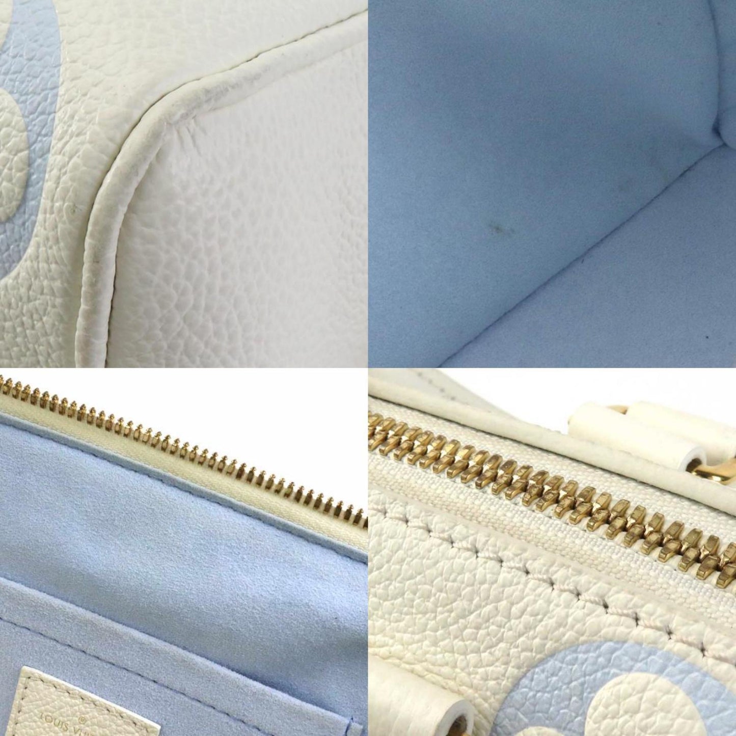 Louis Vuitton Blue White Leather Handbag Shoulder Bag