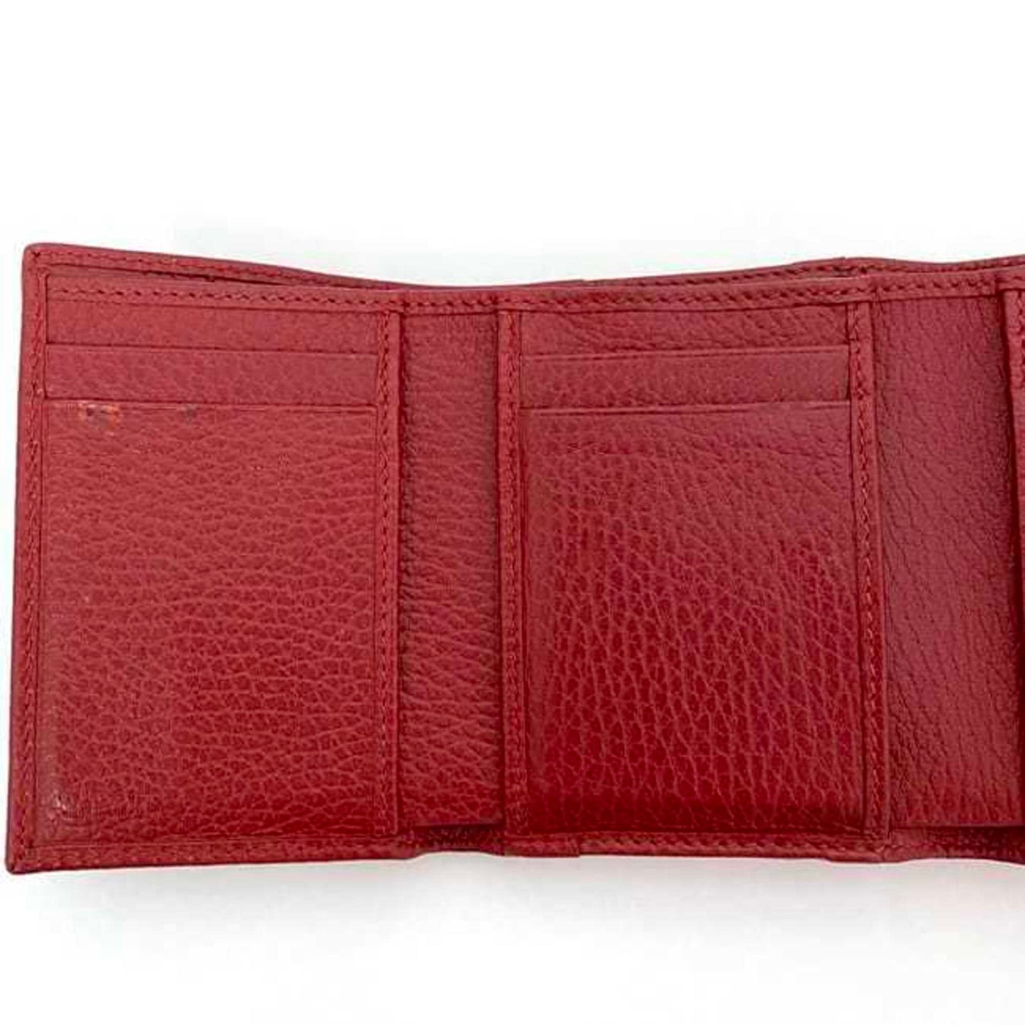 Gucci Red Color Leather Wallet (Tri-Fold)