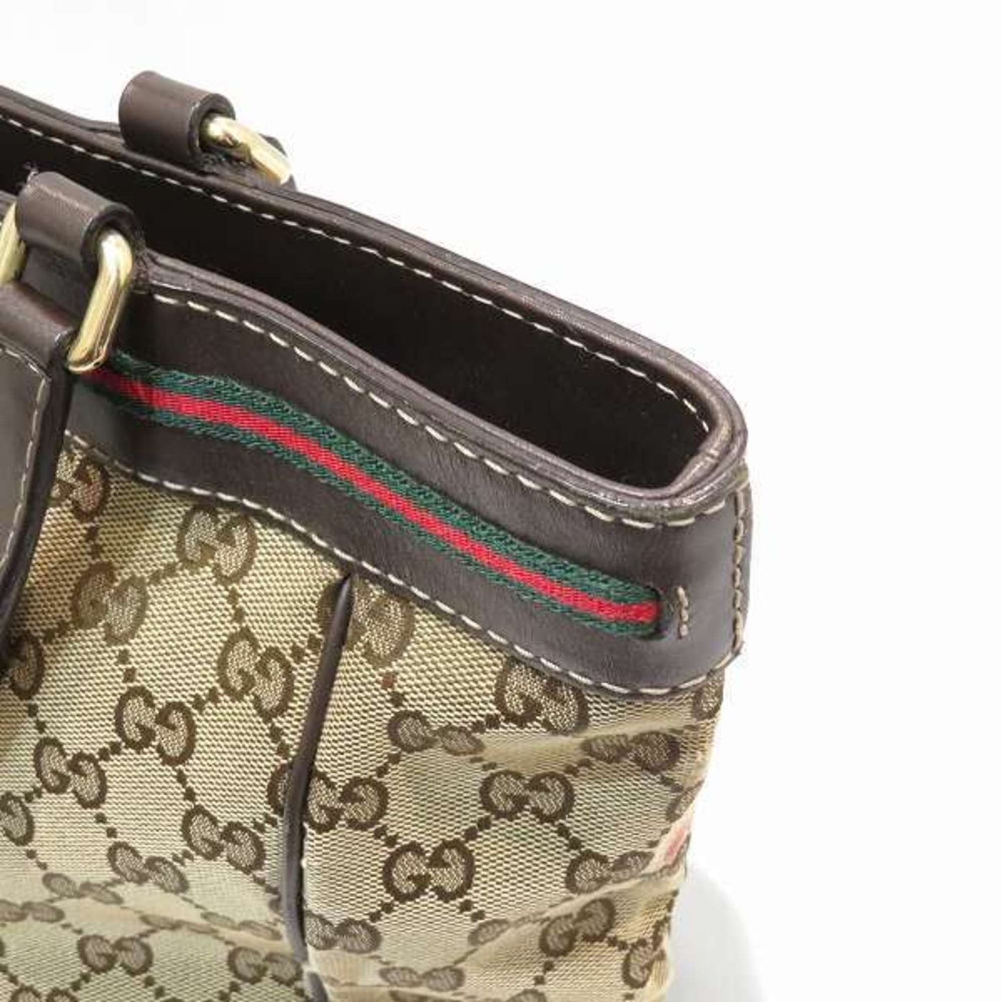 Gucci Brown Leather Canvas Handbag