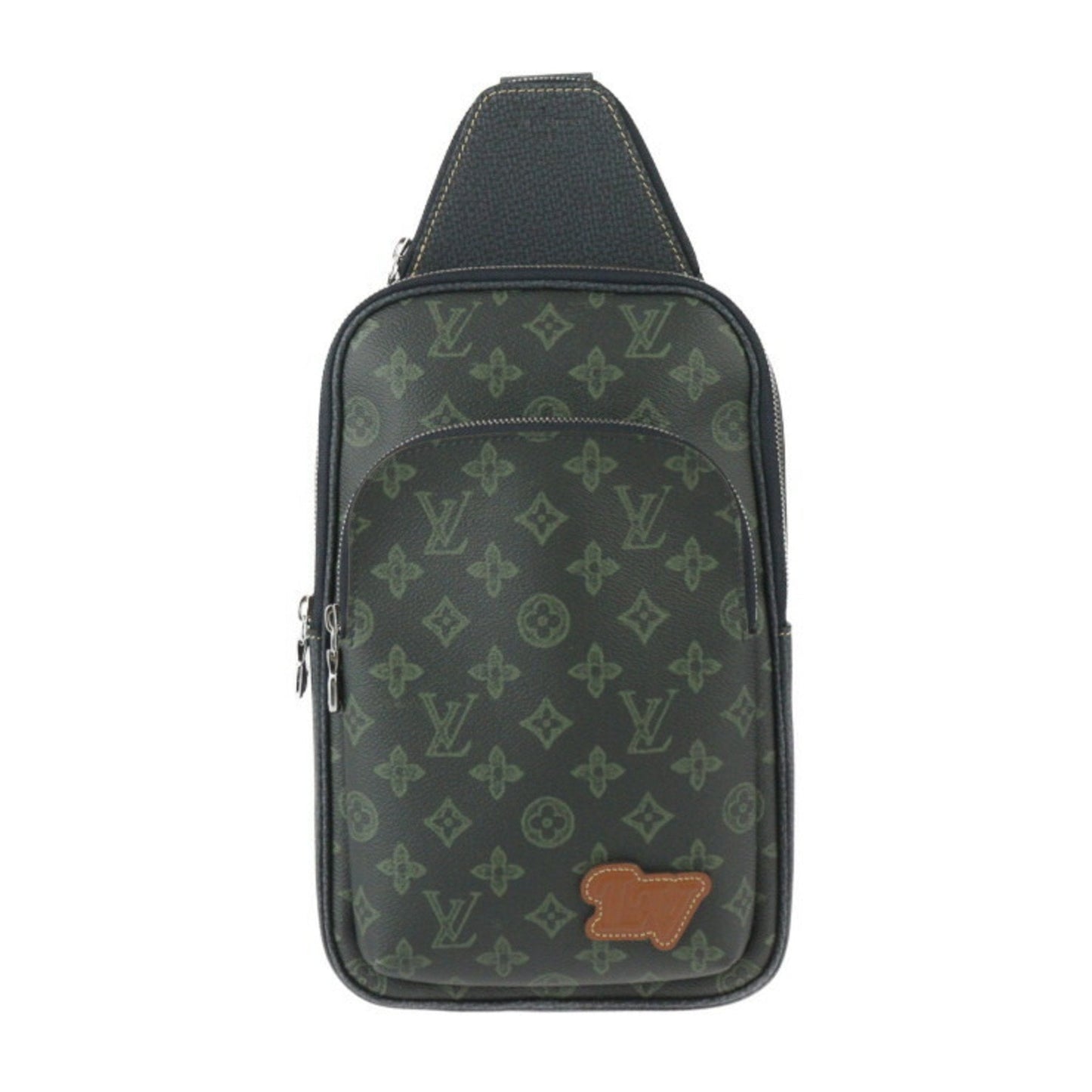 Louis Vuitton Dark Green Monogram Canvas Leather Pouch Shoulder Bag Sling Bag ()