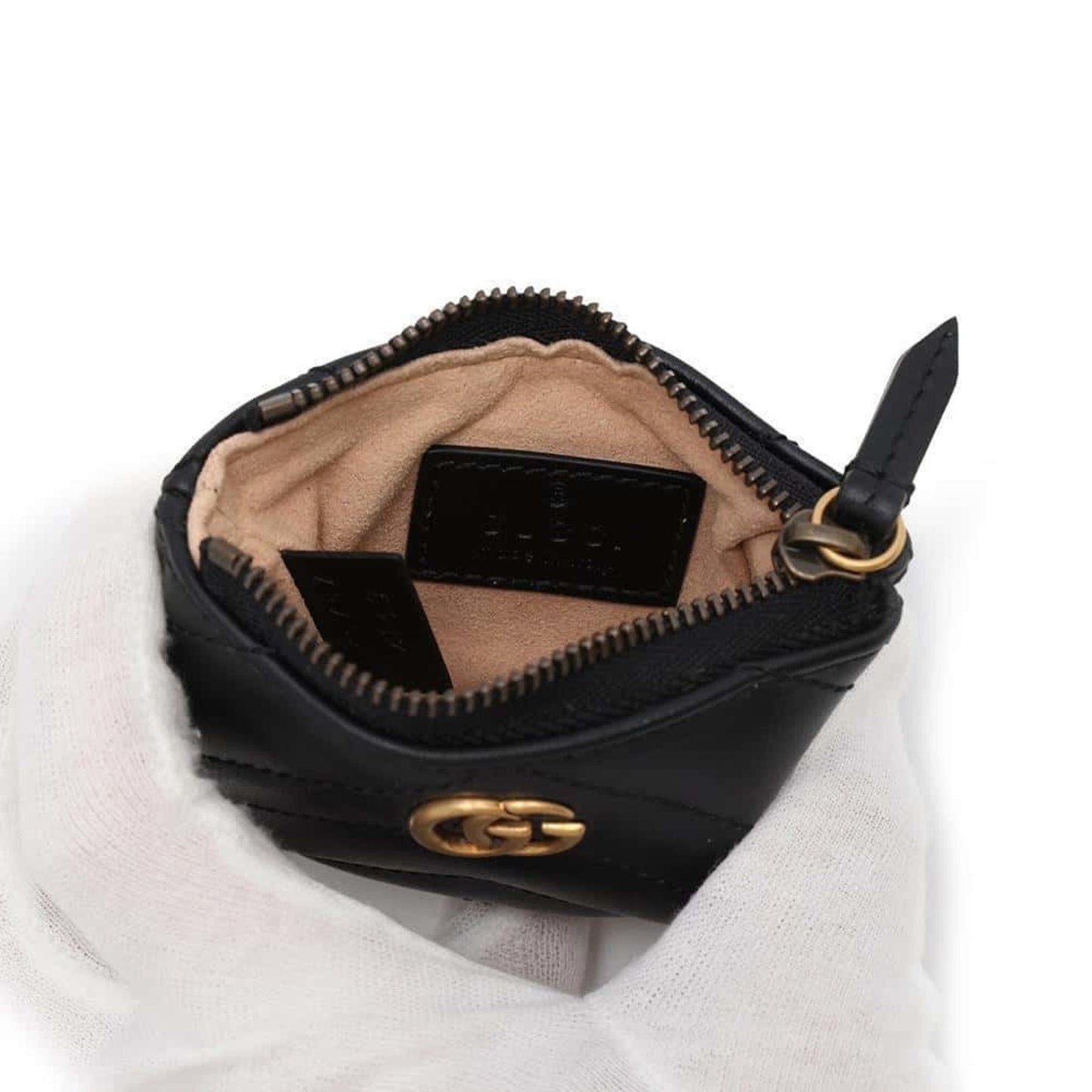 Gucci Black White Leather Coin Purse/Coin Case