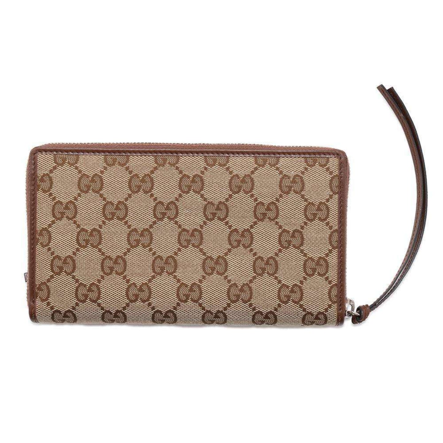 Gucci Beige Brown Canvas Leather Long Wallet (Bi-Fold)
