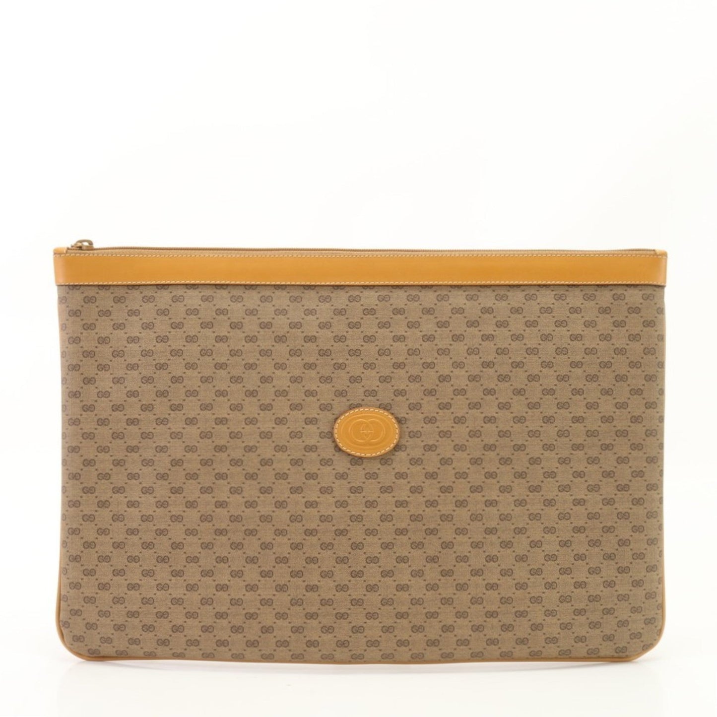 Gucci Brown Leather Coated Canvas Pouch