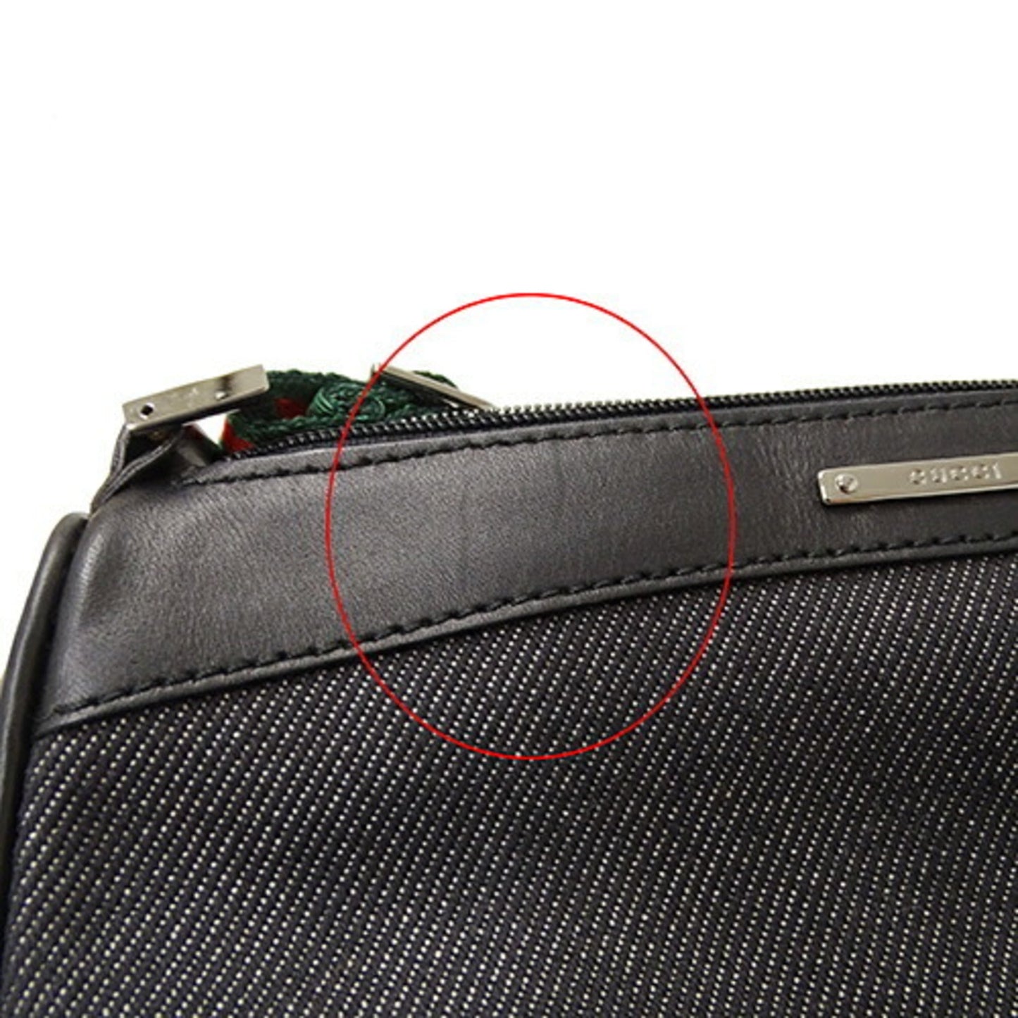 Gucci Black Leather Canvas Handbag