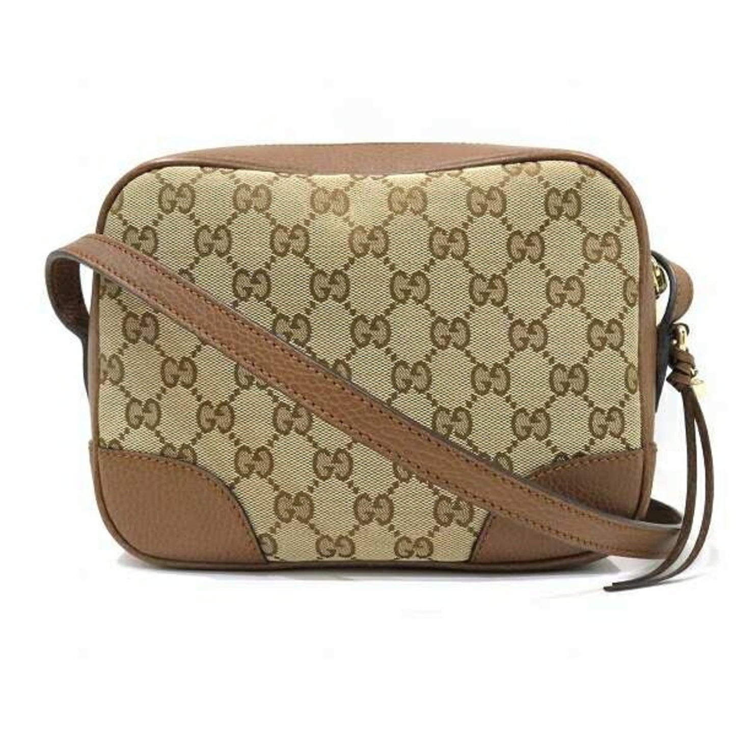 Gucci Brown Gg Canvas Leather Shoulder Bag