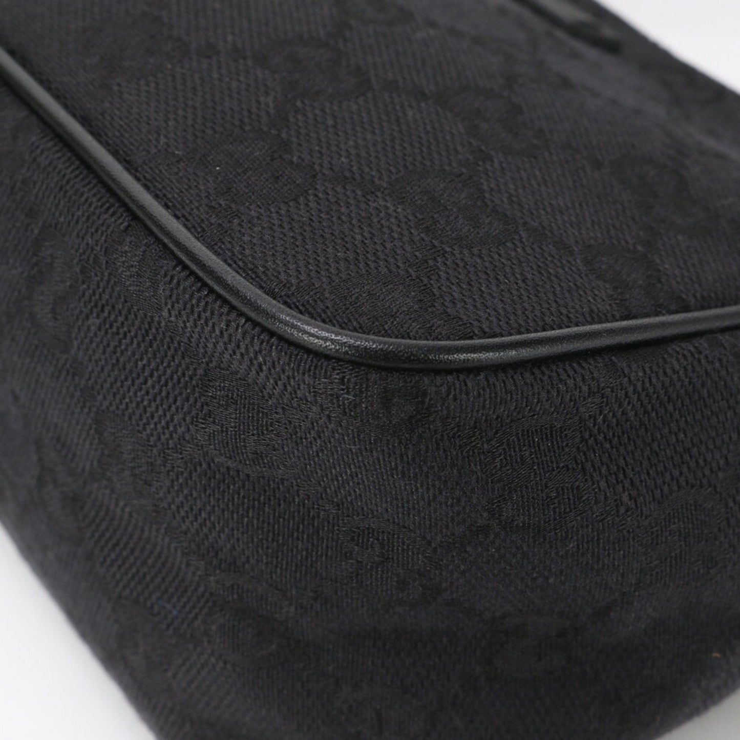 Gucci Gg Canvas Black Leather Canvas Handbag Tote Bag