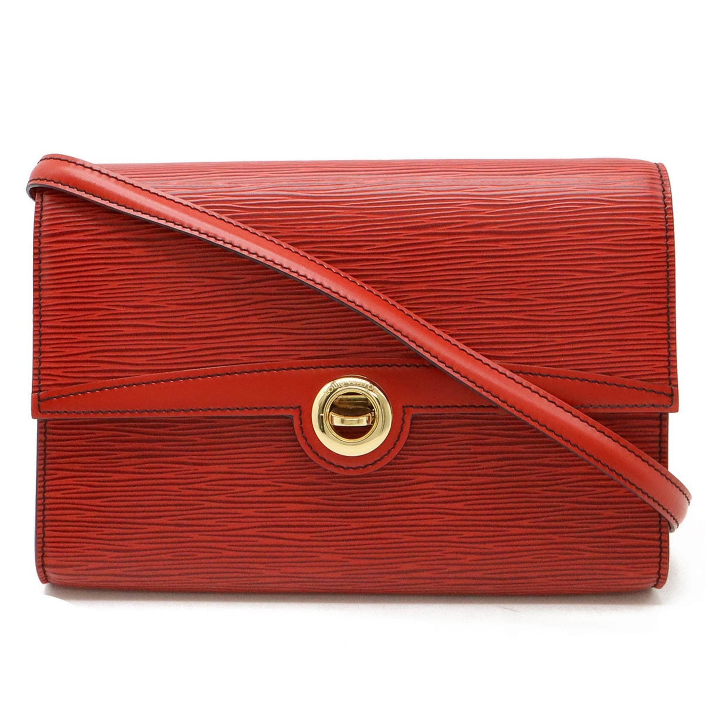 Louis Vuitton Castilian Red Epi Leather Clutch Bag Pochette Shoulder Bag ()
