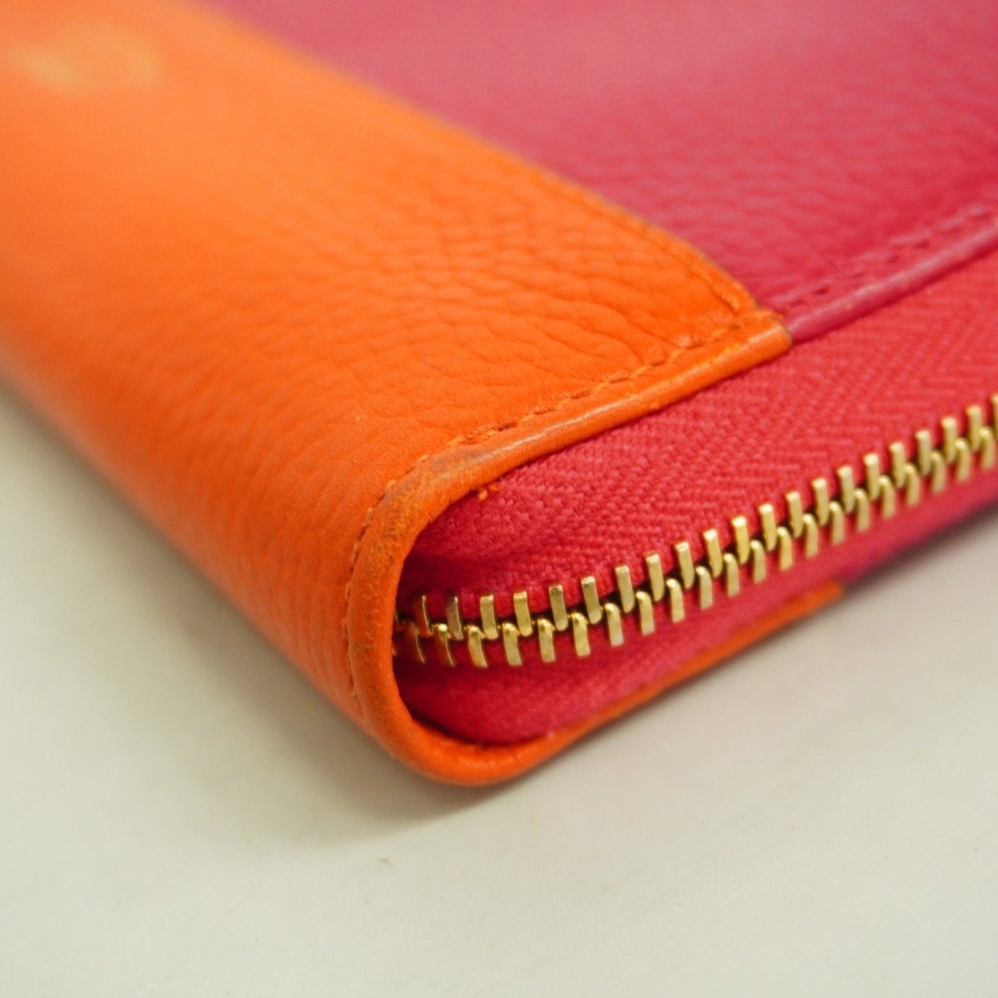 Gucci Orange Pink Leather Long Wallet (Bi-Fold)