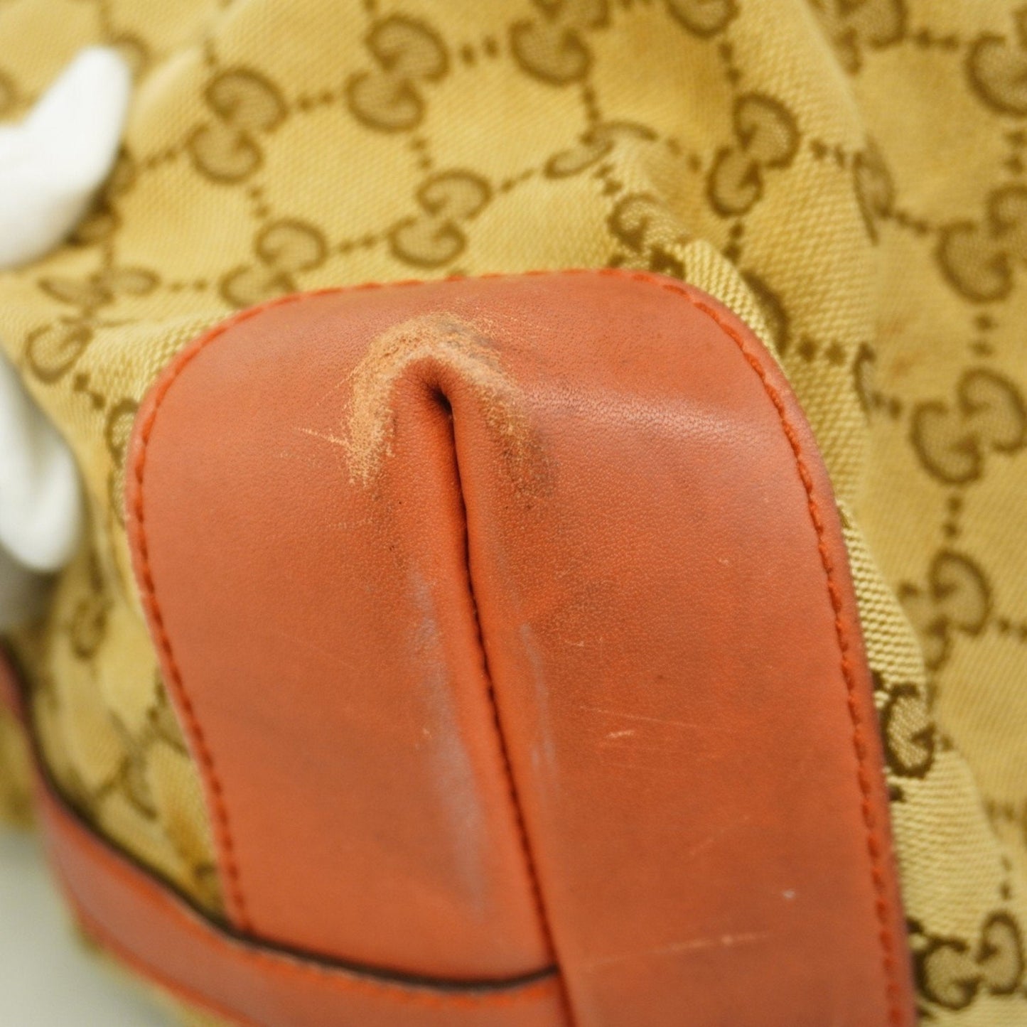 Gucci Brown Red Color Canvas Tote Bag