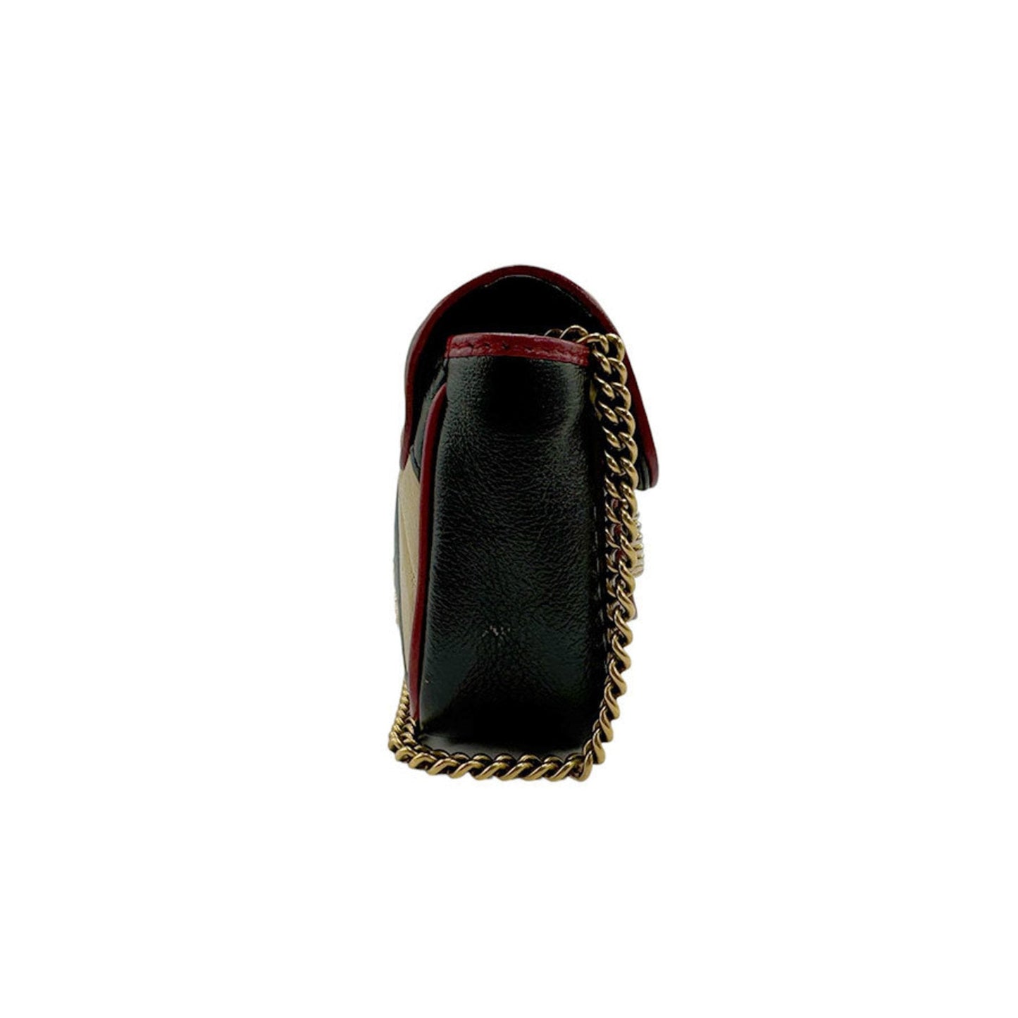 Gucci Beige Black Burgundy Leather Shoulder Bag