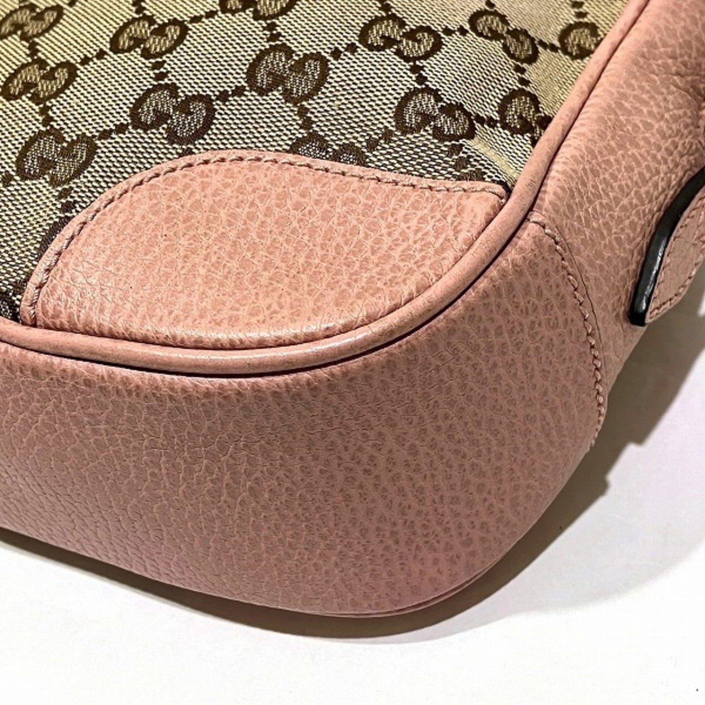 Gucci Beige Pink Canvas Leather Shoulder Bag