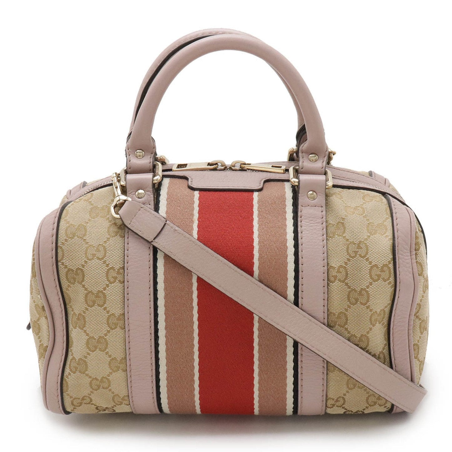 Gucci Gg Canvas Beige Light Purple Multi-Color Gg Canvas Leather Handbag Shoulder Bag