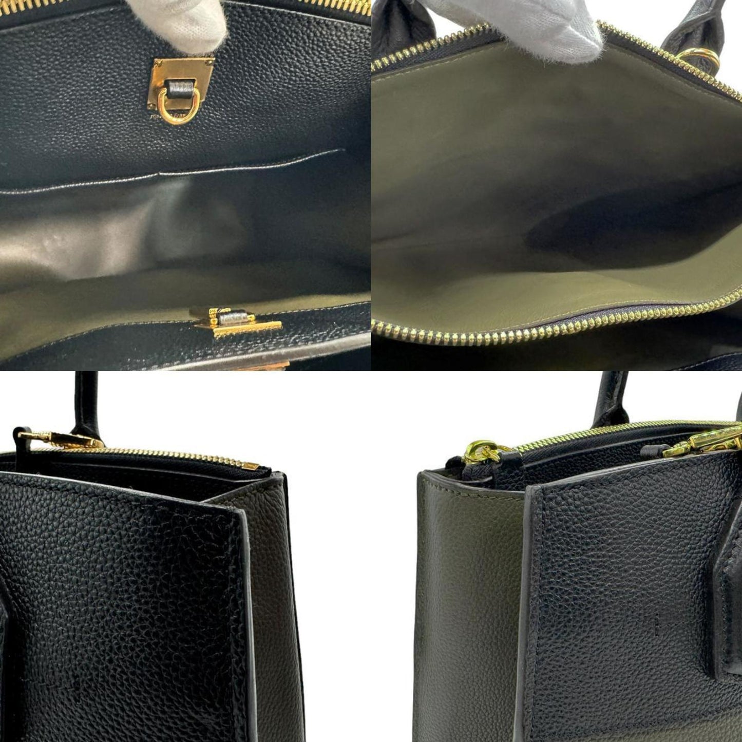 Louis Vuitton Black Khaki Leather Handbag Shoulder Bag