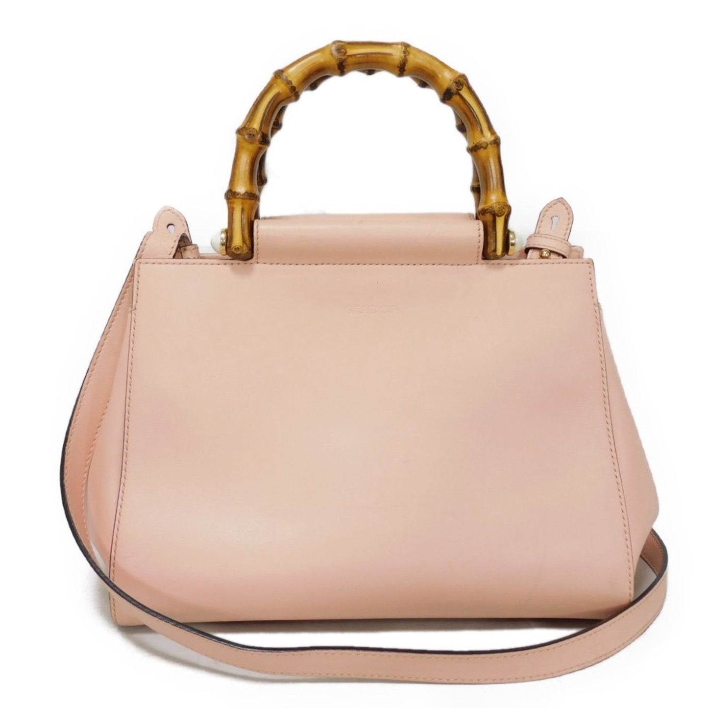 Gucci Light Pink Bamboo Leather Handbag ()