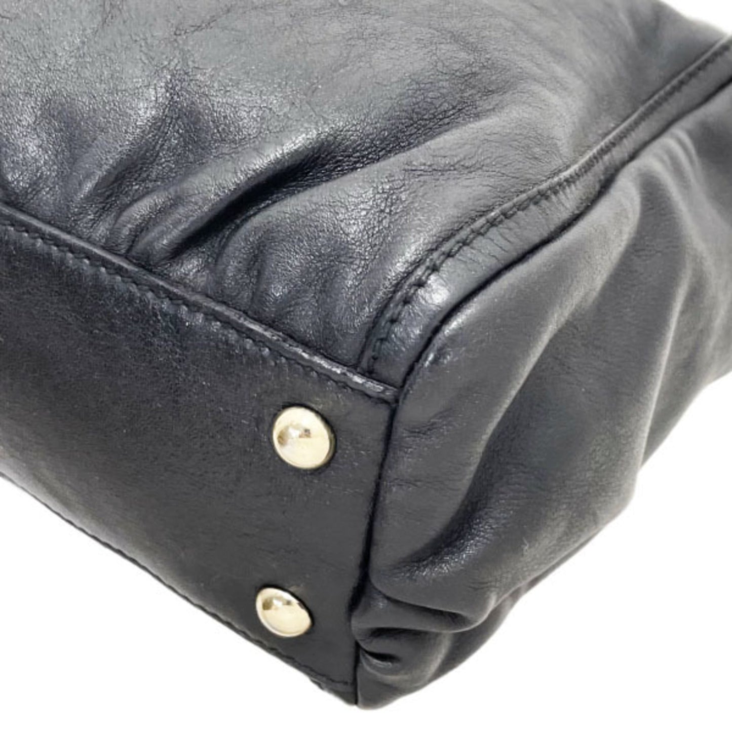 Gucci Abbey Black Leather Handbag Shoulder Bag Tote Bag