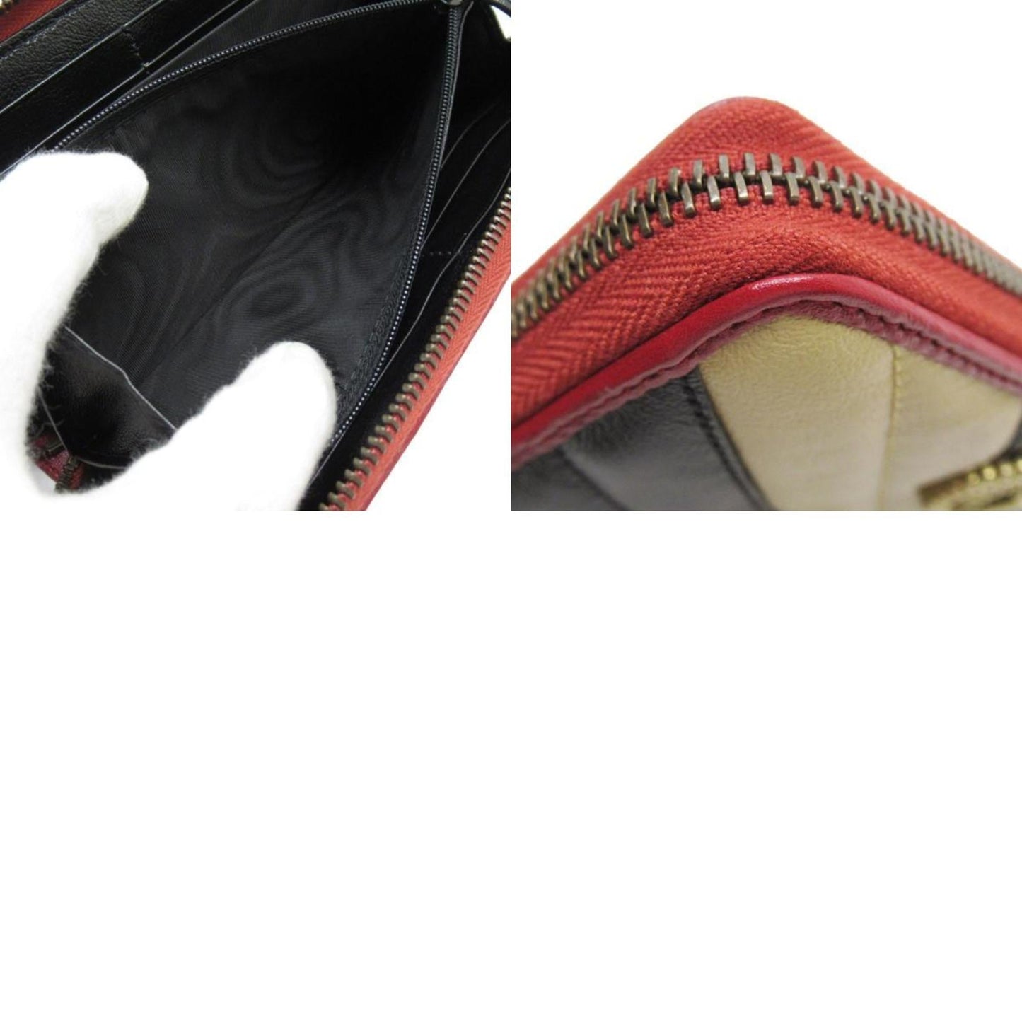 Gucci Beige Black Leather Long Wallet (Bi-Fold)