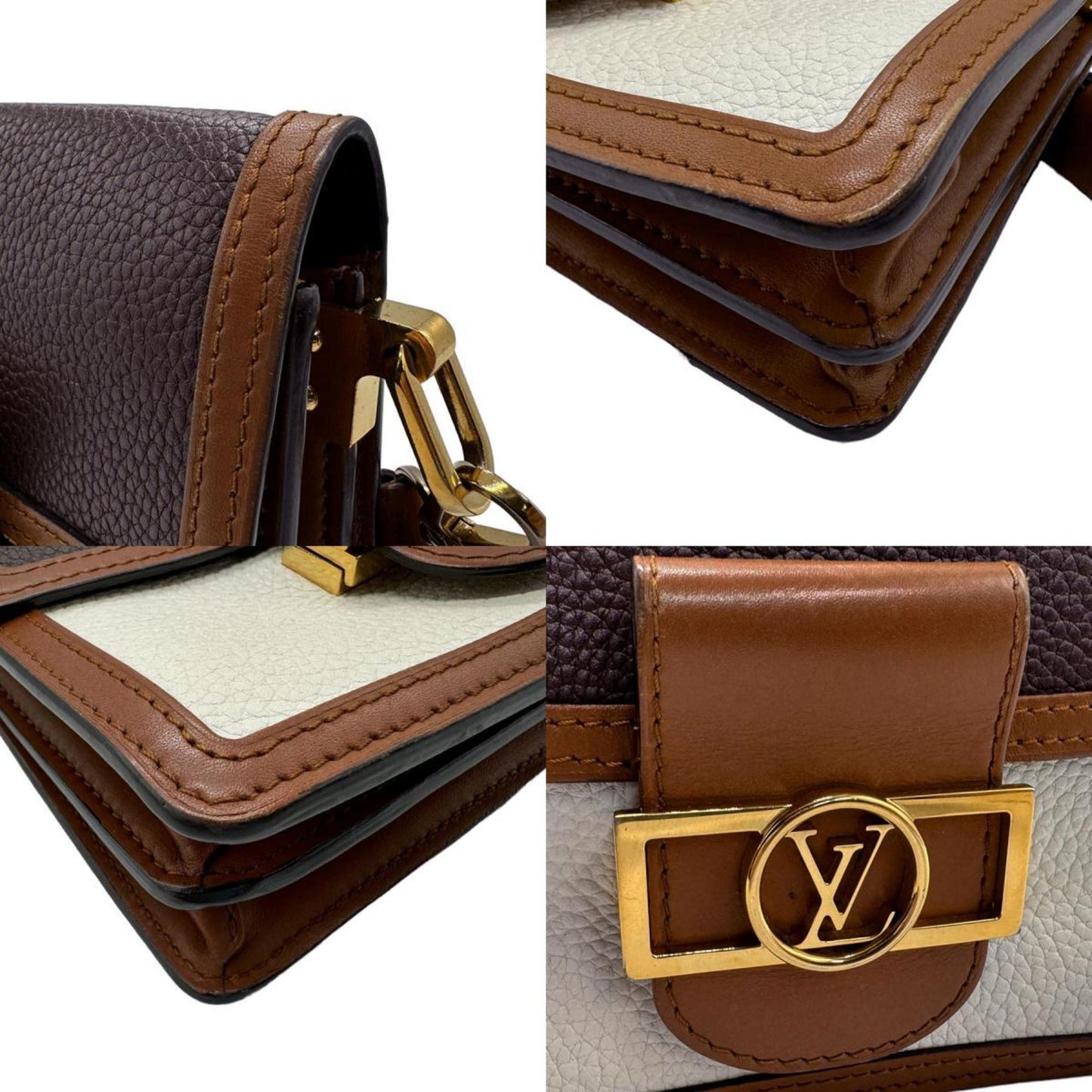 Louis Vuitton Bordeaux Brown White Leather Shoulder Bag