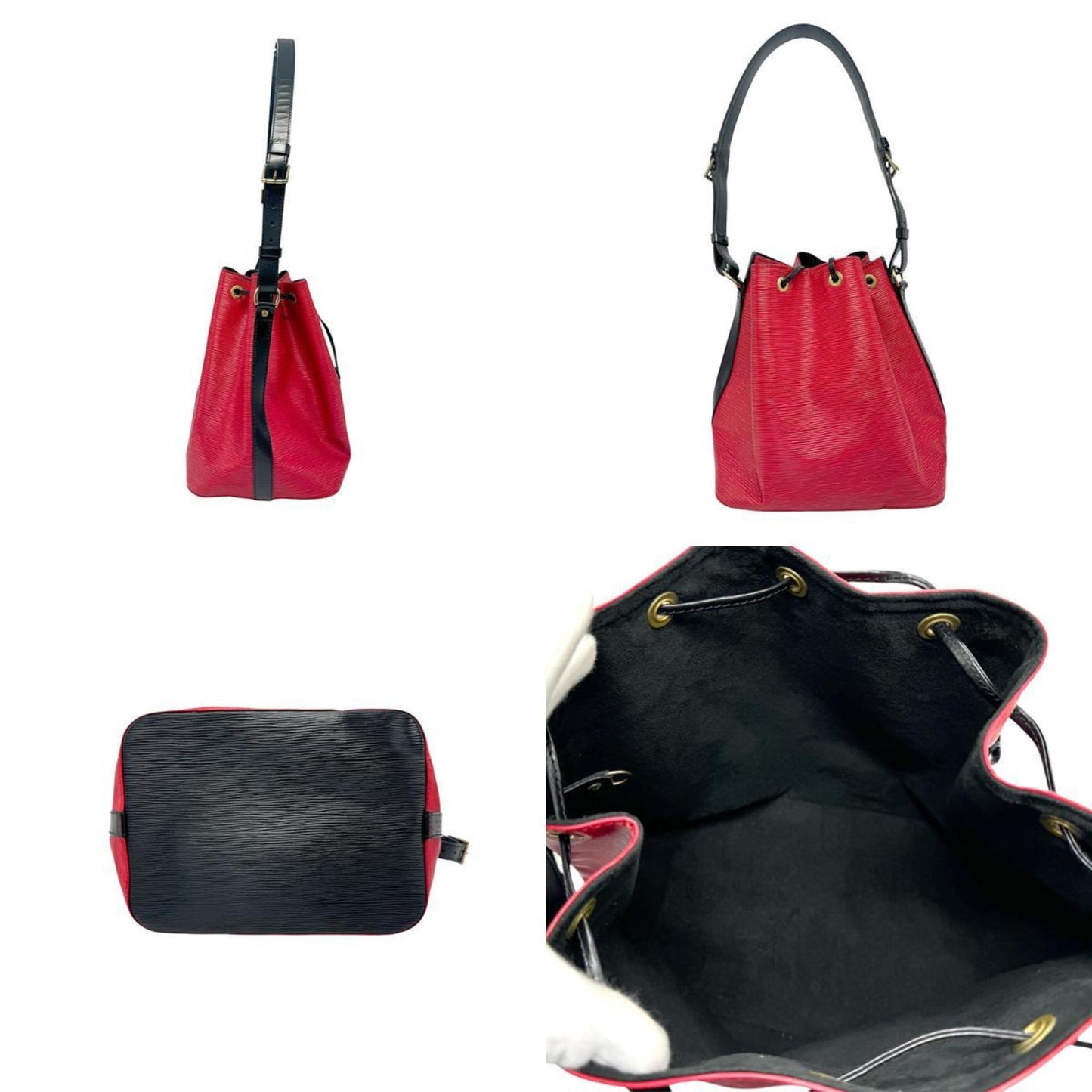 Louis Vuitton Black Red Color Epi Leather Shoulder Bag