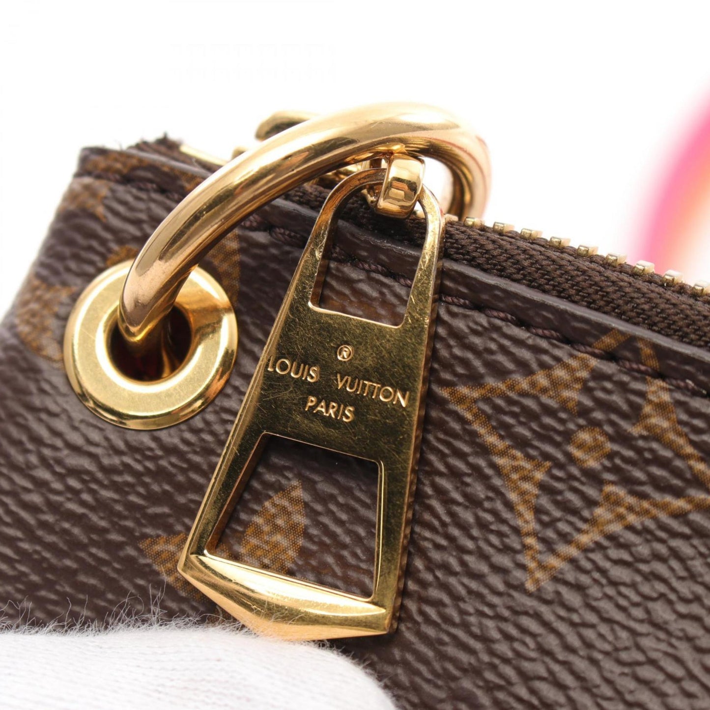 Louis Vuitton Brown Orange Pink Pvc Coated Canvas Leather Shoulder Bag