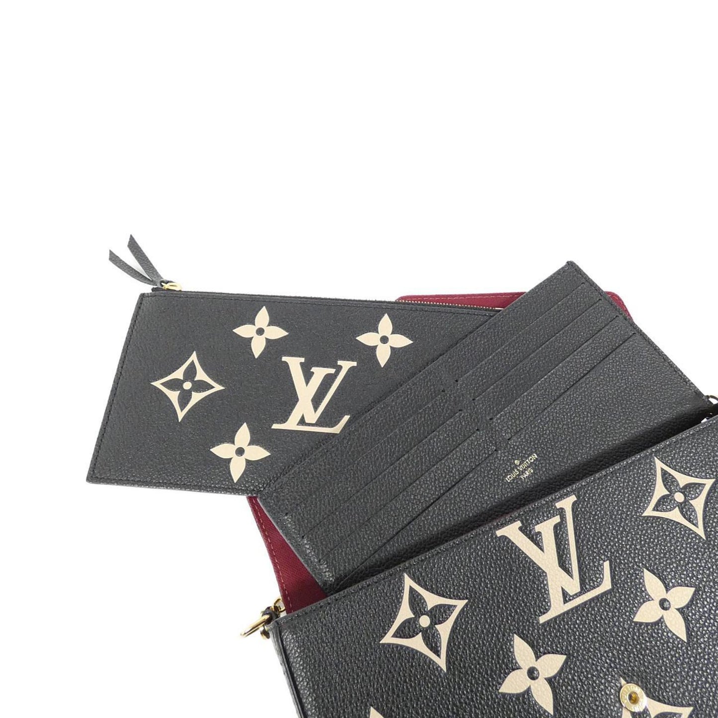 Louis Vuitton Beige Black Leather Pochette Shoulder Bag