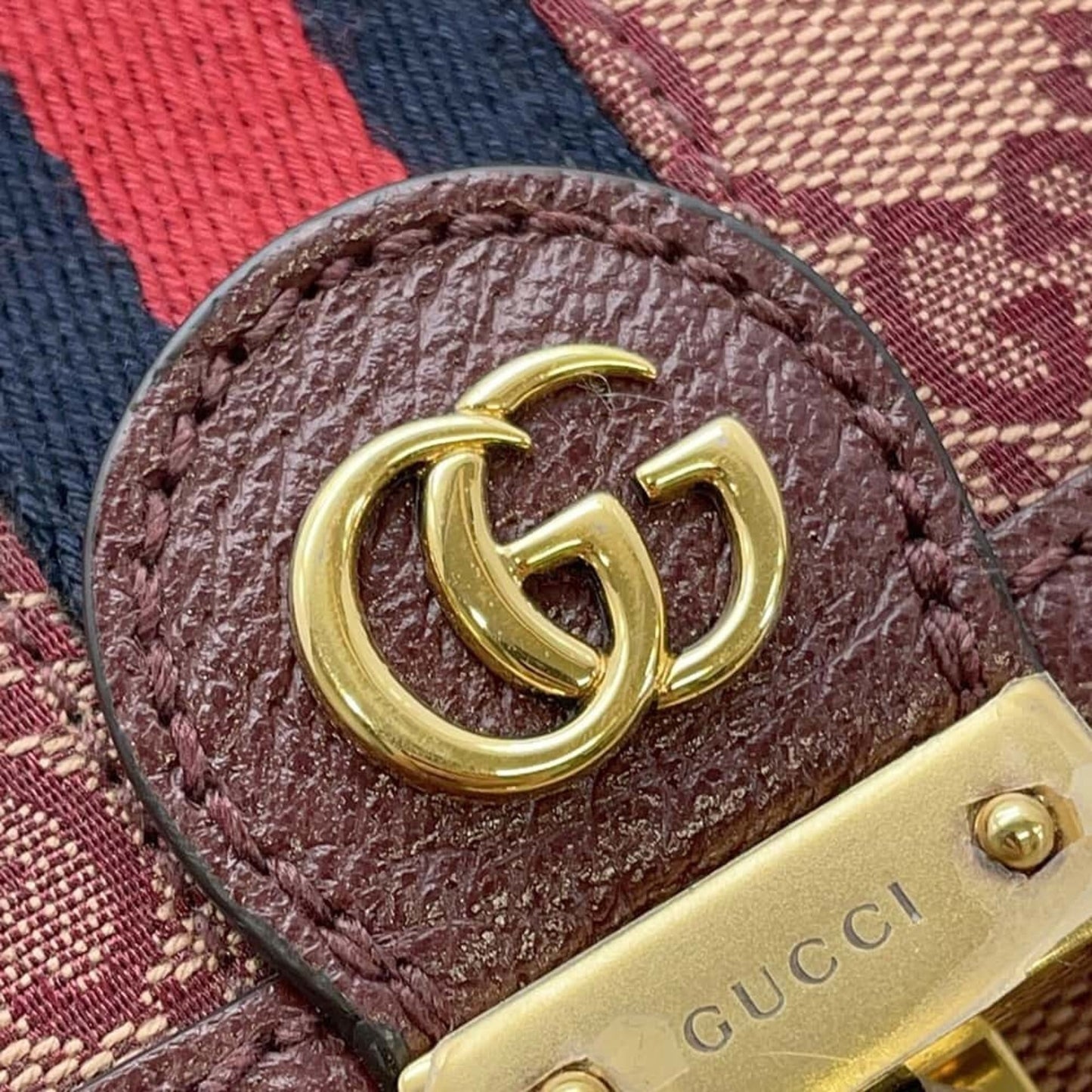Gucci Bordeaux Canvas Leather Handbag Shoulder Bag