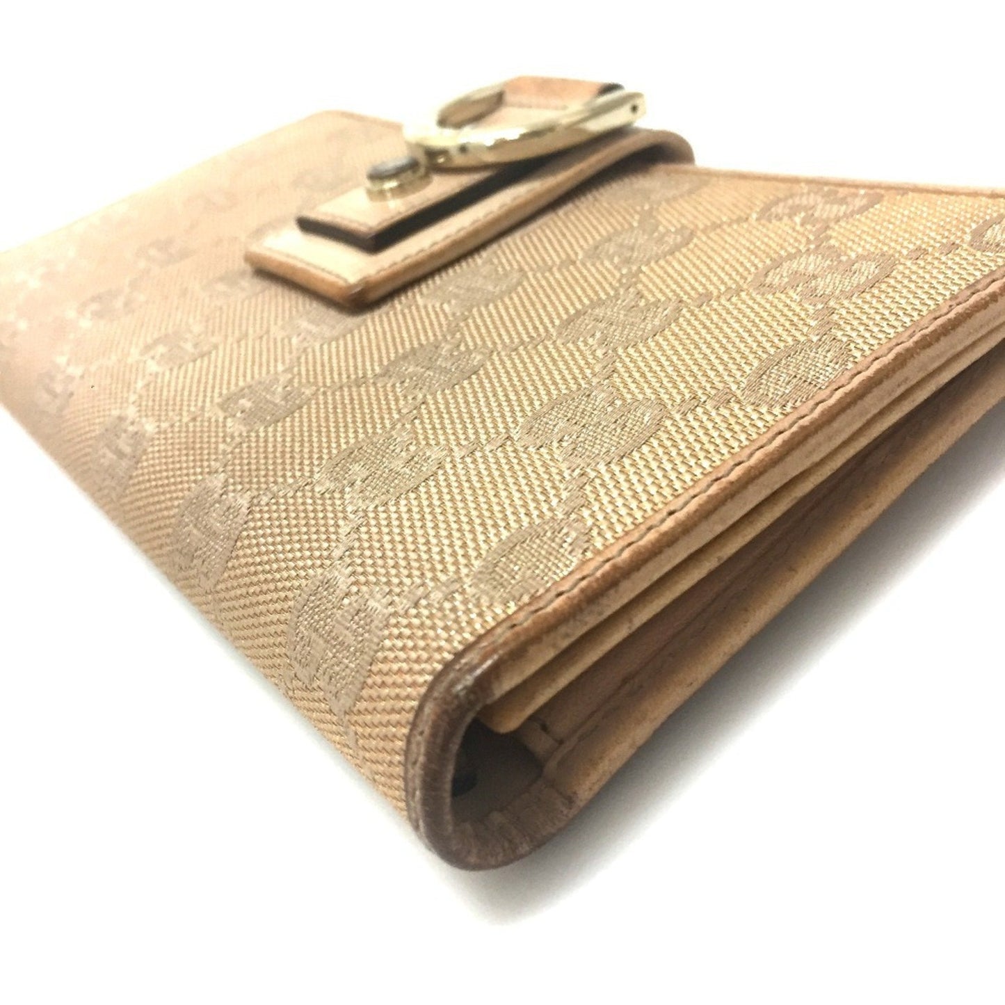 Gucci Pink Beige Gg Canvas Long Wallet (Bi-Fold)