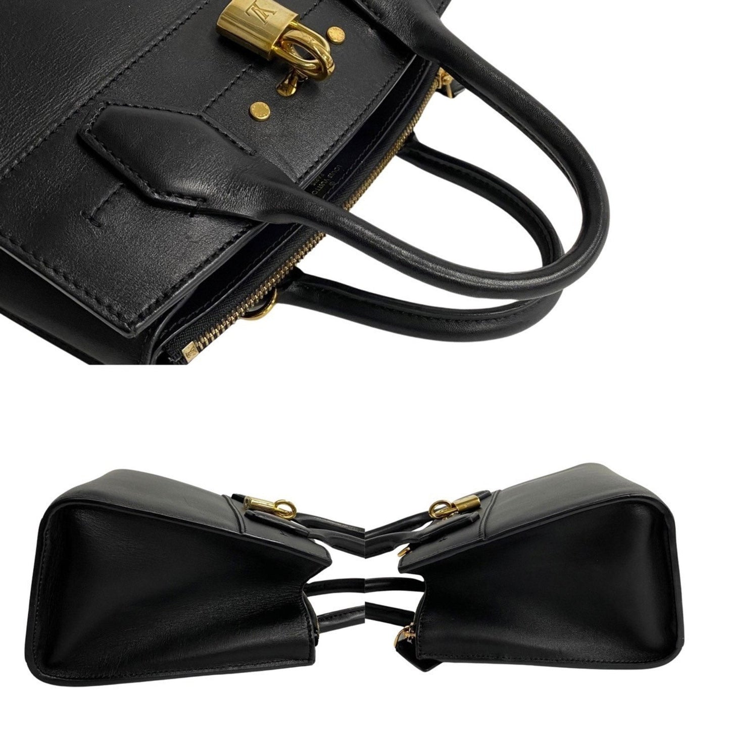 Louis Vuitton Black Leather Handbag Shoulder Bag