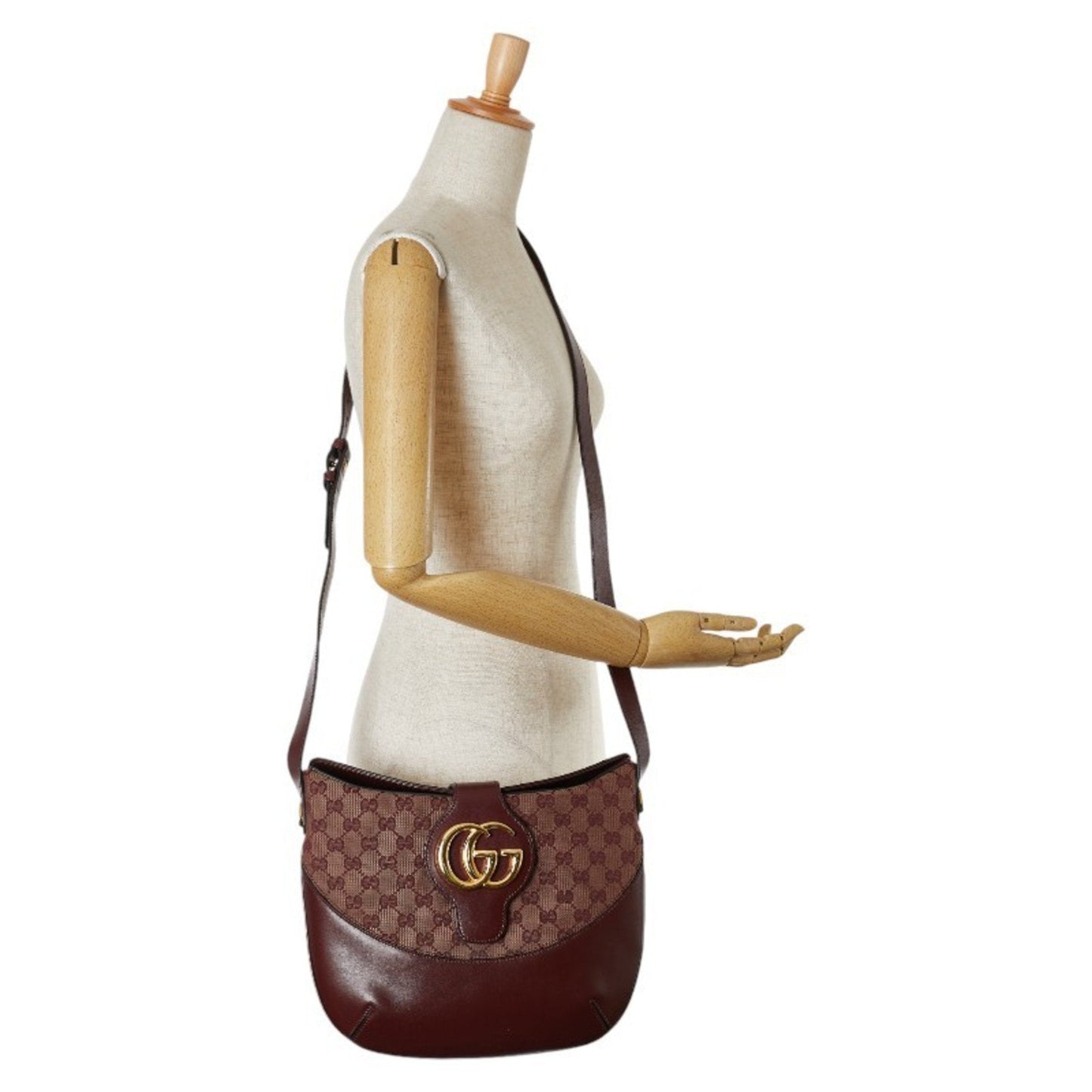 Gucci Bordeaux Red Color Wine Canvas Leather Shoulder Bag