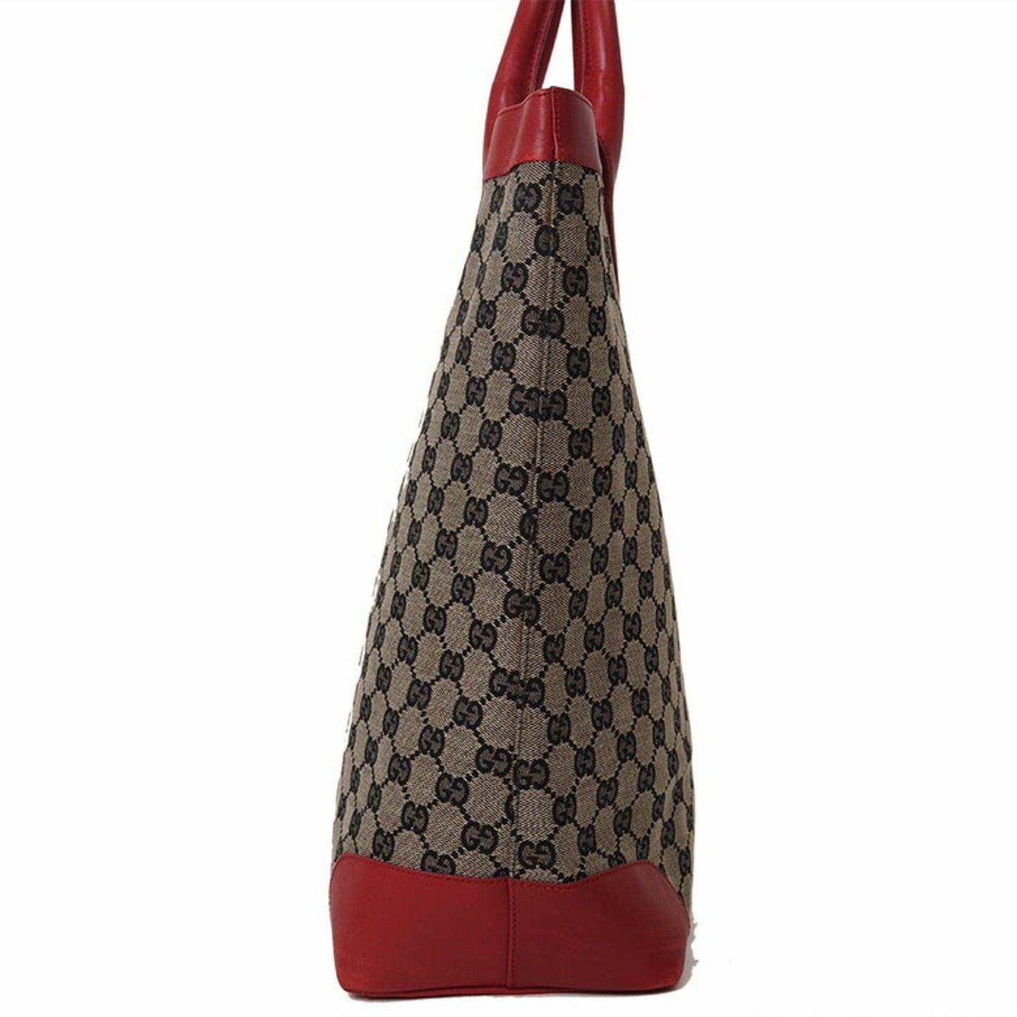 Gucci Gg Canvas Beige Red Color Canvas Leather Handbag Tote Bag
