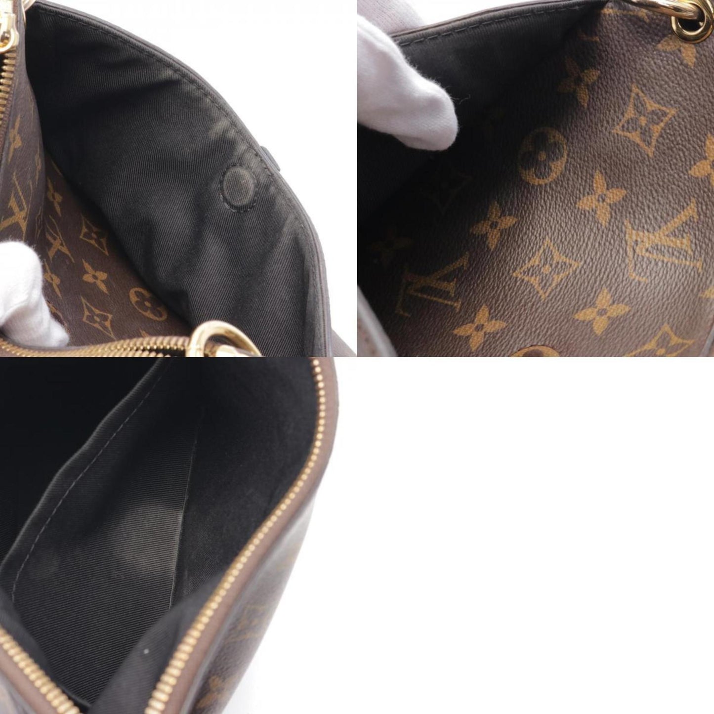 Louis Vuitton Black Brown Coated Canvas Leather Shoulder Bag