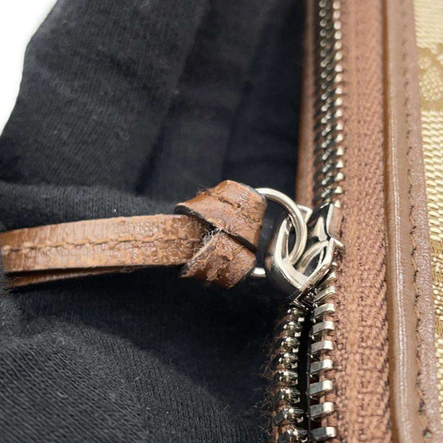Gucci Beige Brown Canvas Leather Long Wallet (Bi-Fold)