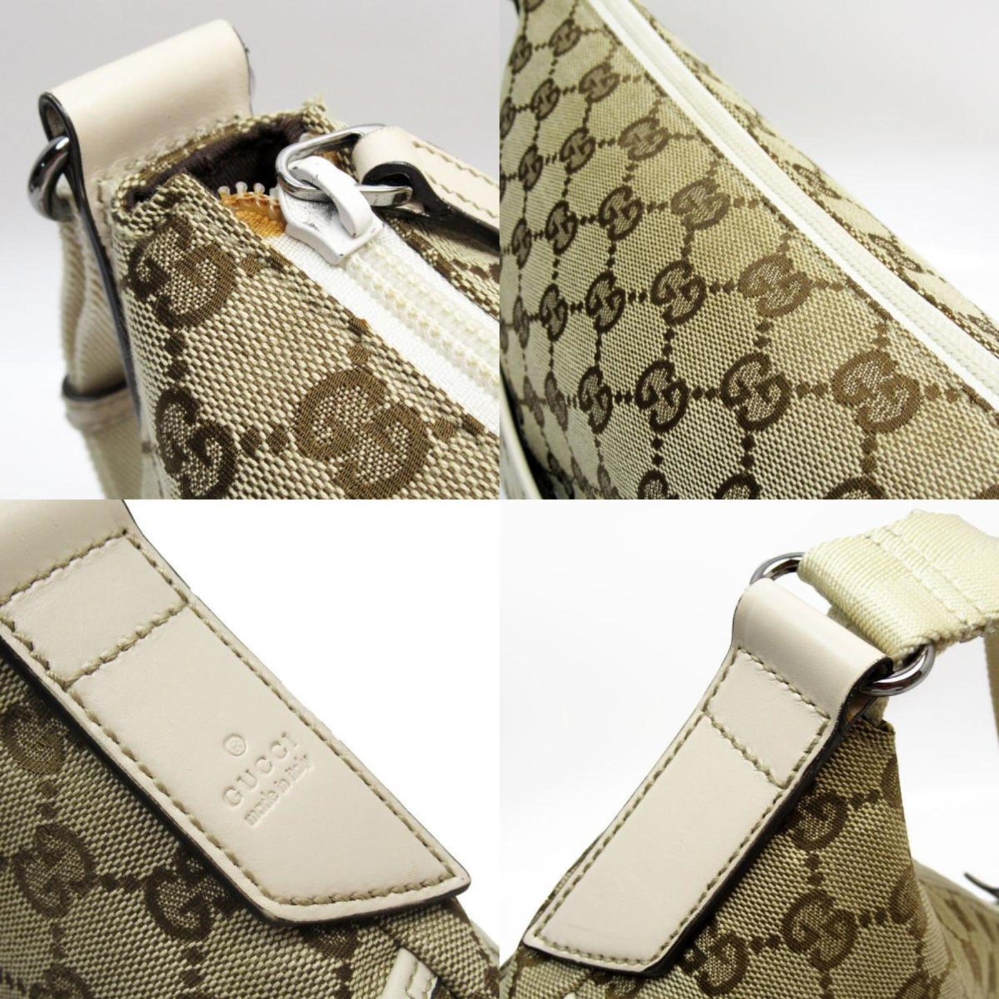 Gucci Beige Off-White Canvas Shoulder Bag