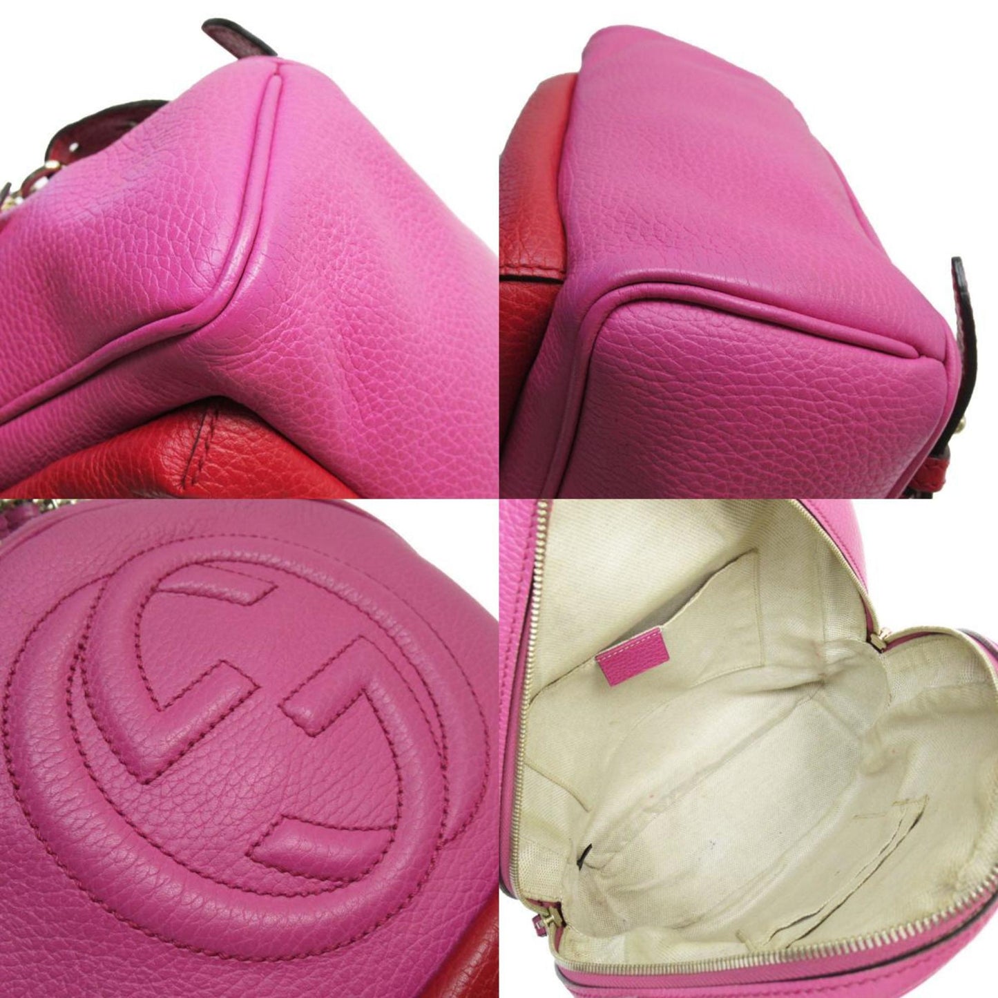 Gucci Red Color Metal Leather Backpack