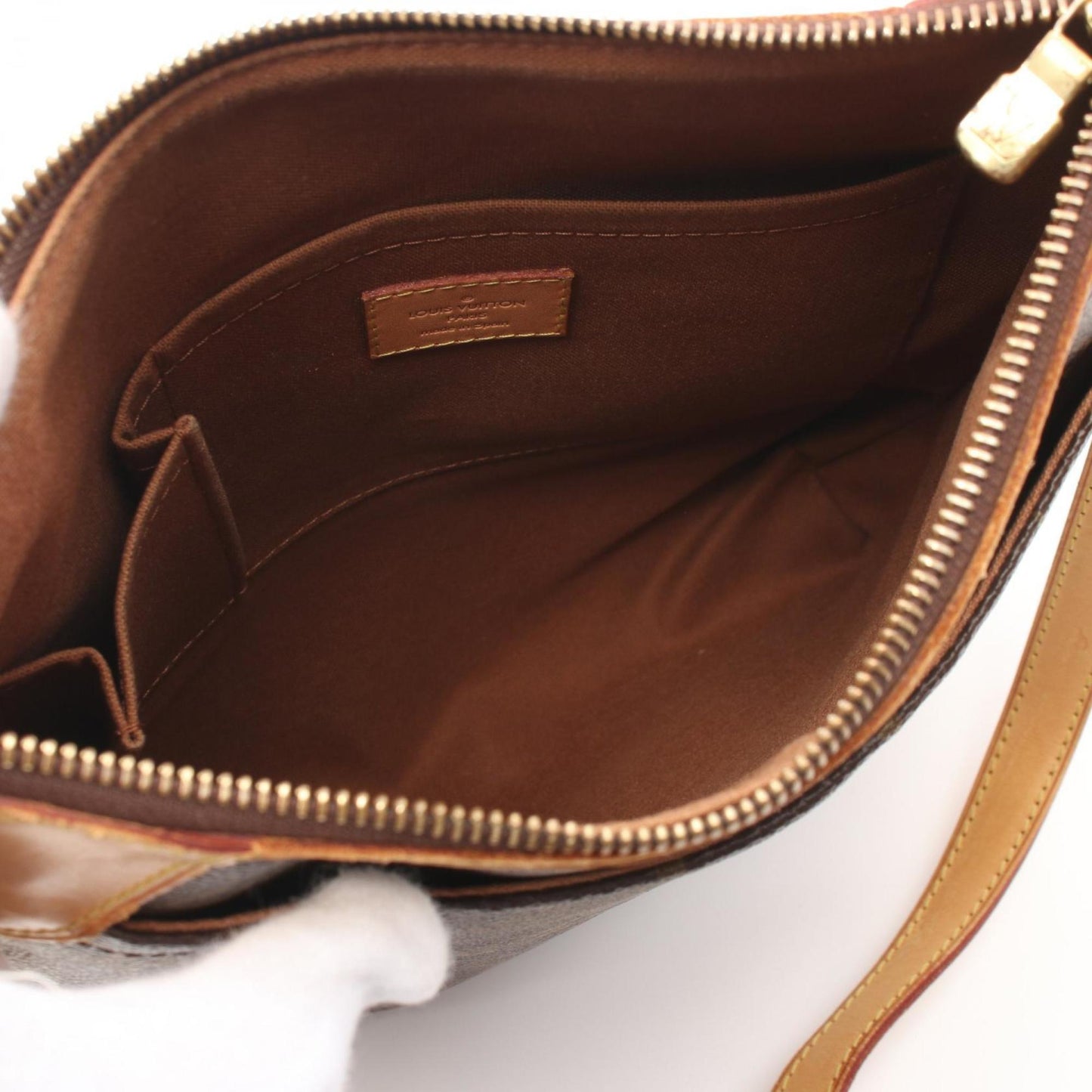 Louis Vuitton Brown Coated Canvas Leather Shoulder Bag