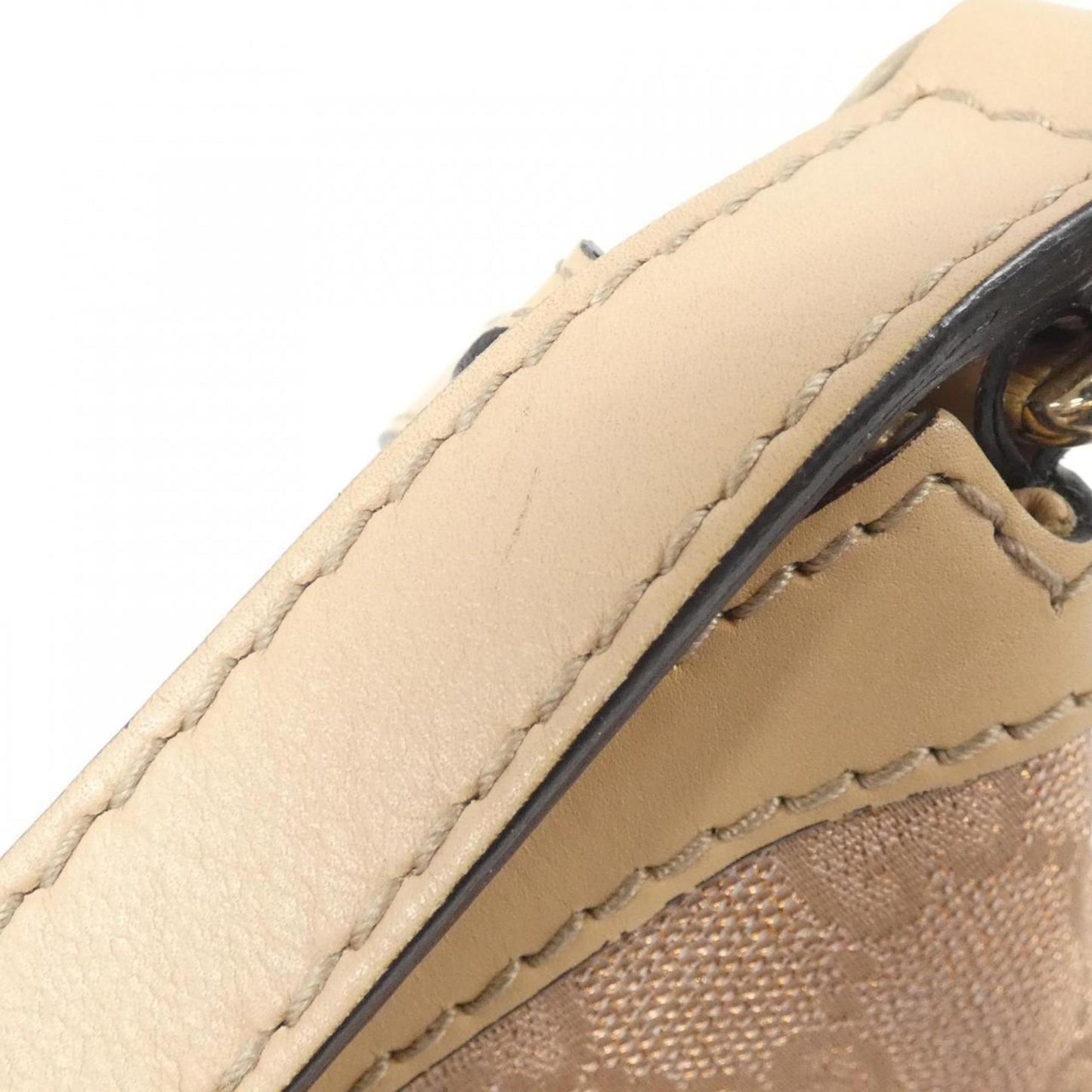 Gucci Beige Pink Gg Canvas Leather Shoulder Bag