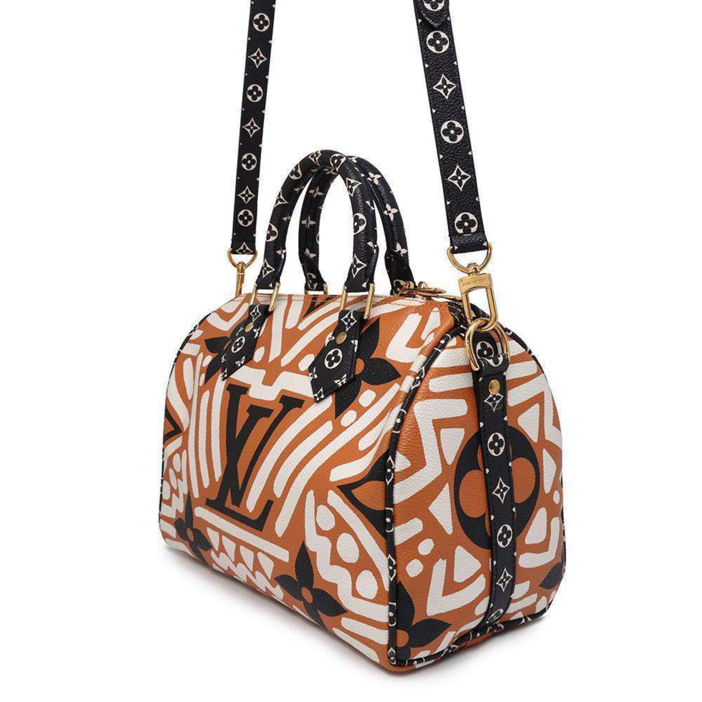 Louis Vuitton Black Brown White Handbag Shoulder Bag