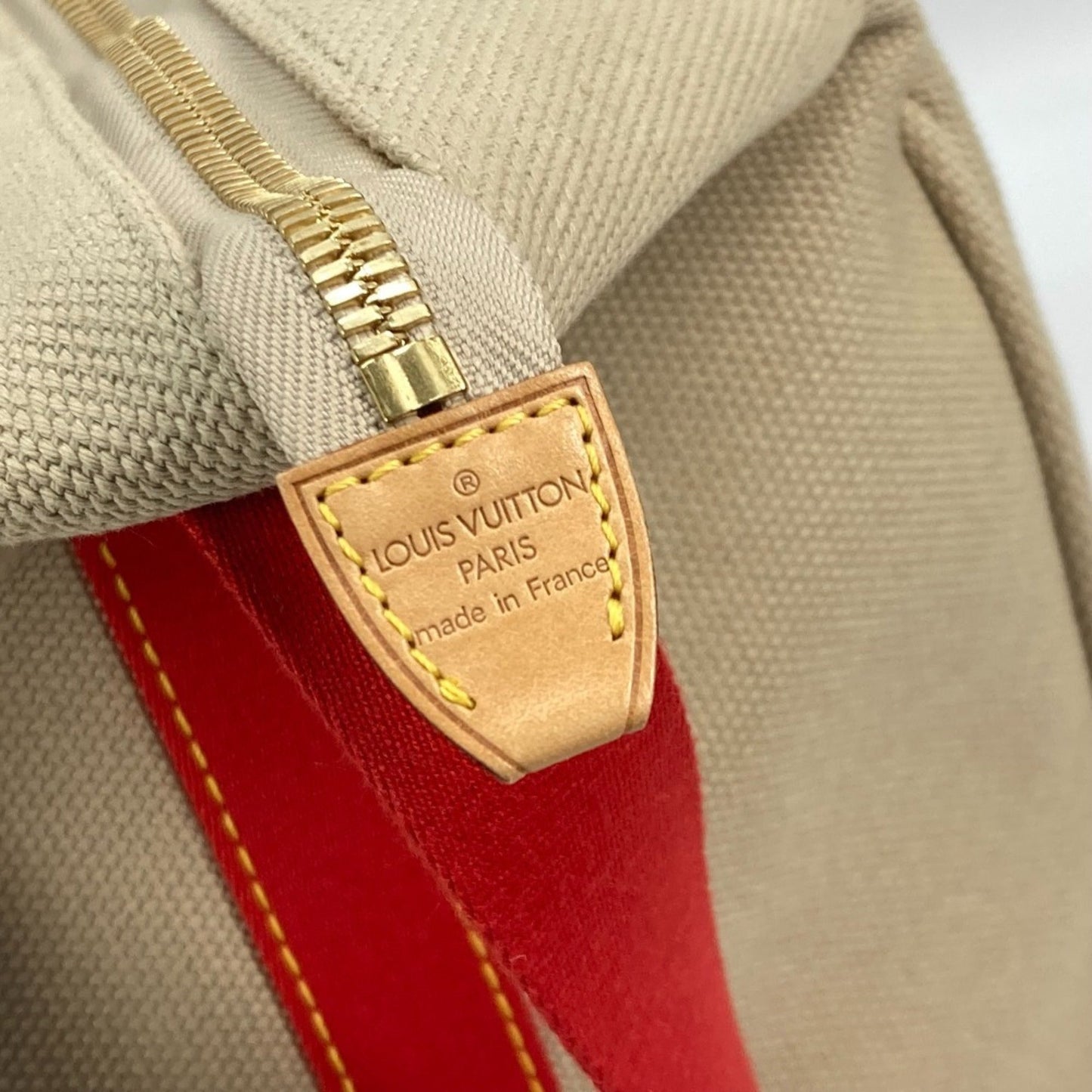 Louis Vuitton Beige Red Color Canvas Boston Bag Shoulder Bag