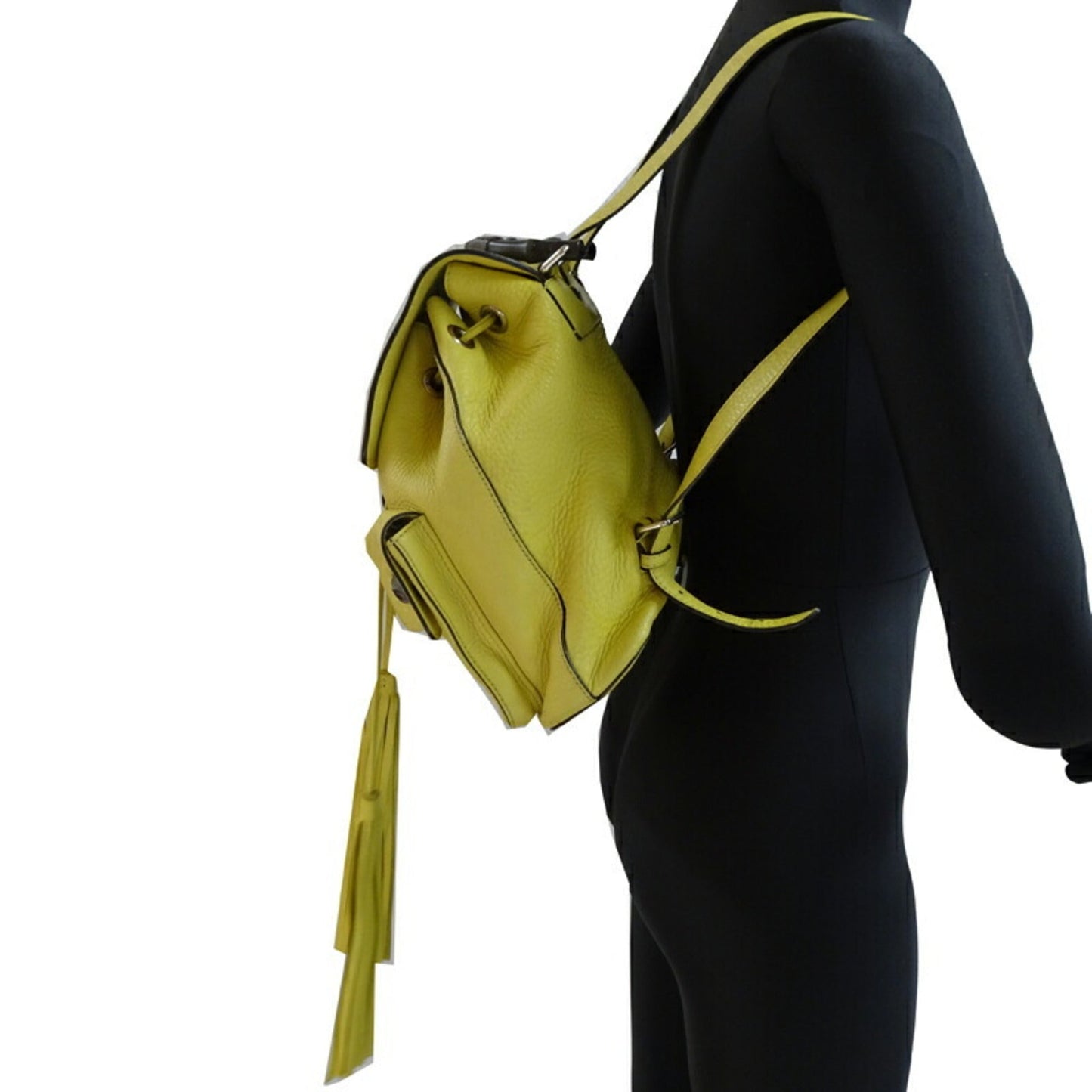 Gucci Yellow Gg Canvas Leather Backpack