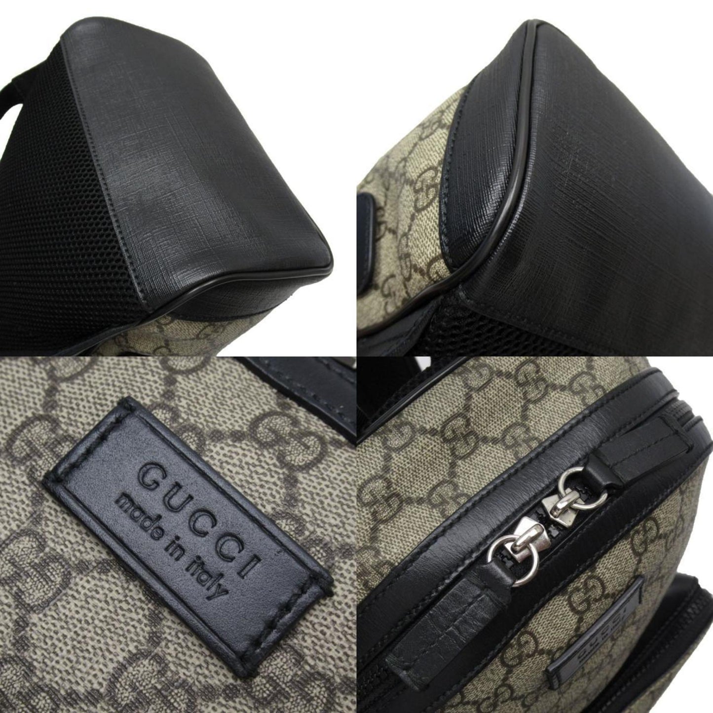 Gucci Beige Black Brown Pvc Leather Canvas Backpack